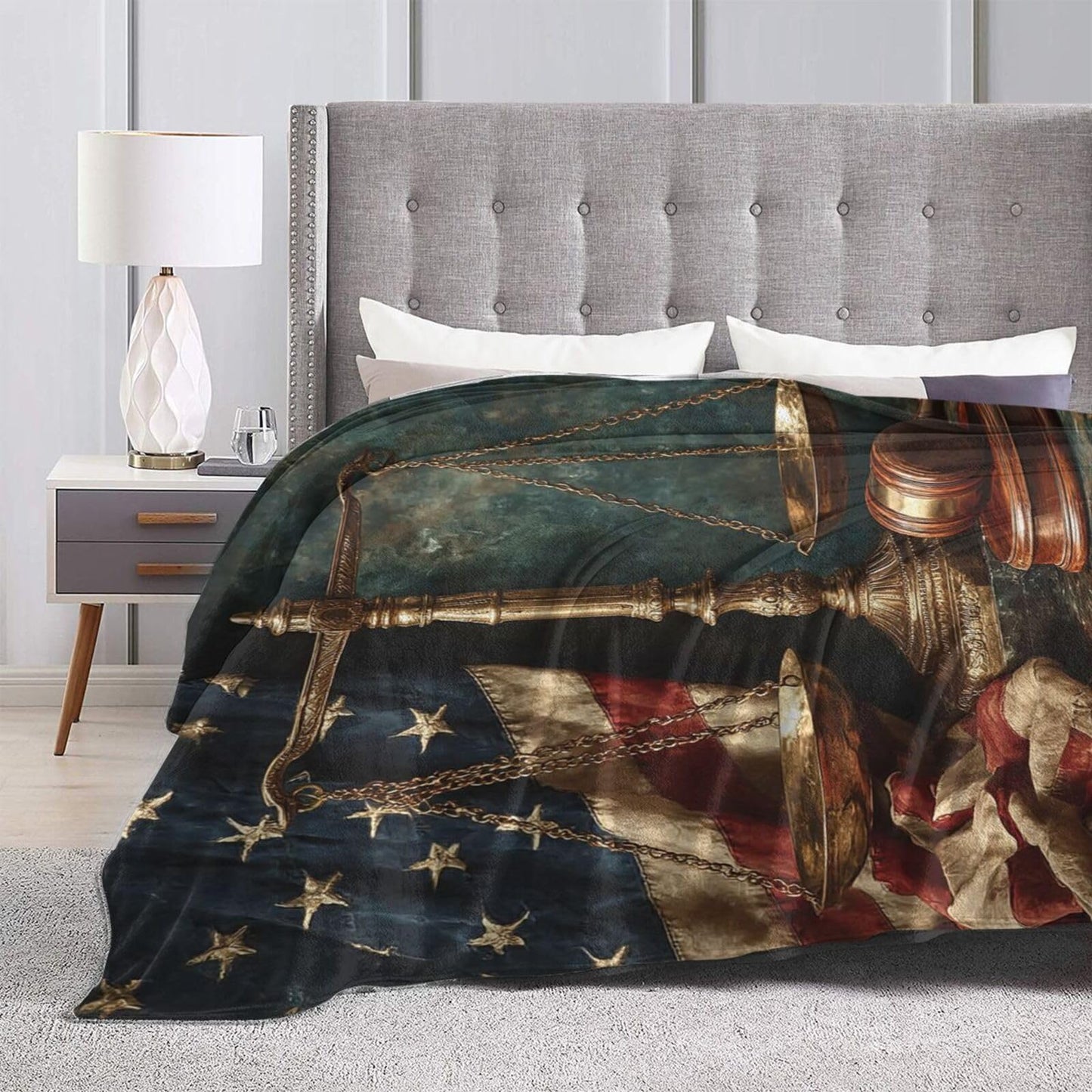 Lawyer Throw Blanket Law Day Flannel Blankets American Flag Fuzzy Plush Super Soft Cozy Warm Decor Lawyer Gifts for Boys Girls Kids Adults Men Women 40" x 50"