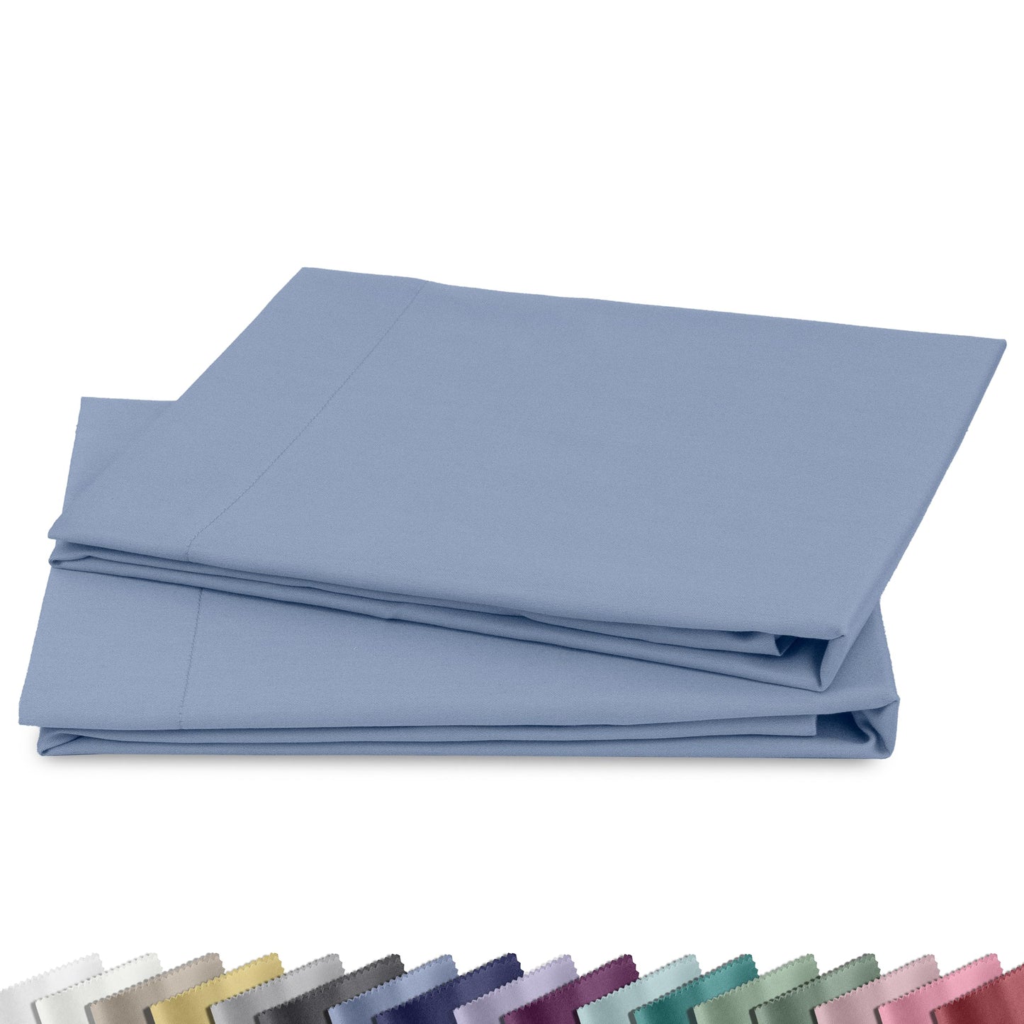 California Design Den 100% Cotton Pillowcases Standard Size Set of 2, Soft Sateen Weave Cotton Pillowcases (Standard/Queen, Blue Hydrangea)