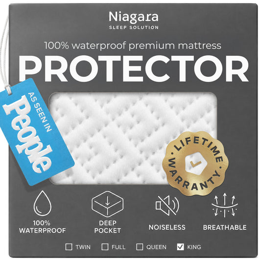 100% Waterproof King Mattress Protector - 360 Protection Against Spills, Stains & Accidents for Parents & Pet Owners - Noiseless & Cooling Viscose Made from Bamboo (White)