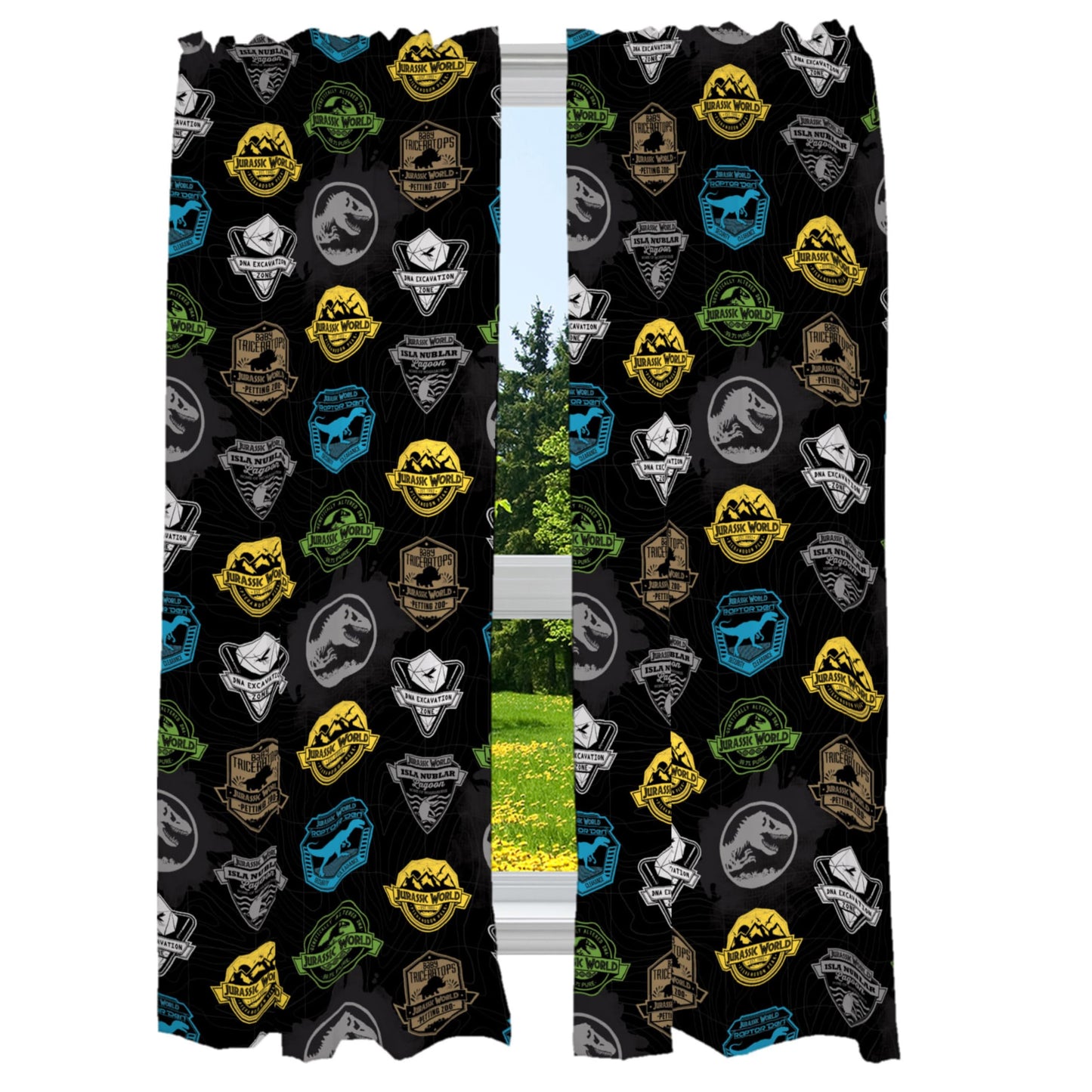 Franco Kids Room Window Curtains Drapes Set, 82 in x 63 in, Jurassic World