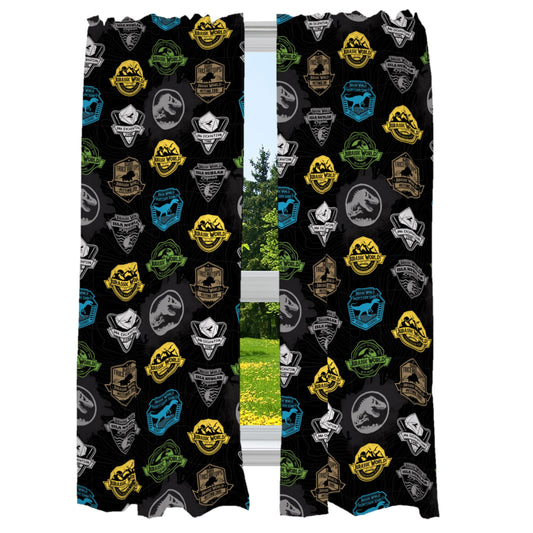 Franco Kids Room Window Curtains Drapes Set, 82 in x 63 in, Jurassic World