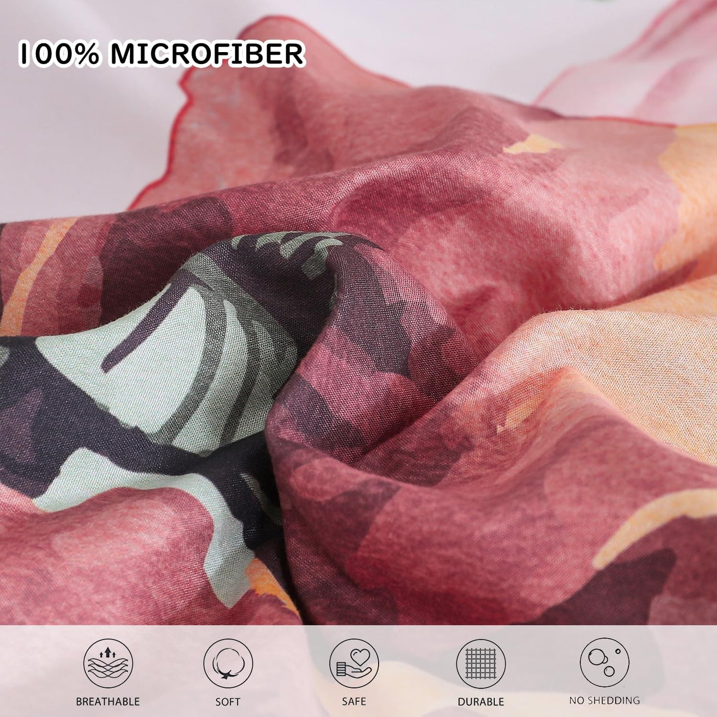 Yogeneg Queen Comforter Set 7 Piece Bed in a Bag,Elegant Floral Botanical Pattern Pink Bedding Set,Soft Microfiber Comforter with Sheet Set,All Season Bed Set(Blush Floral,Queen)