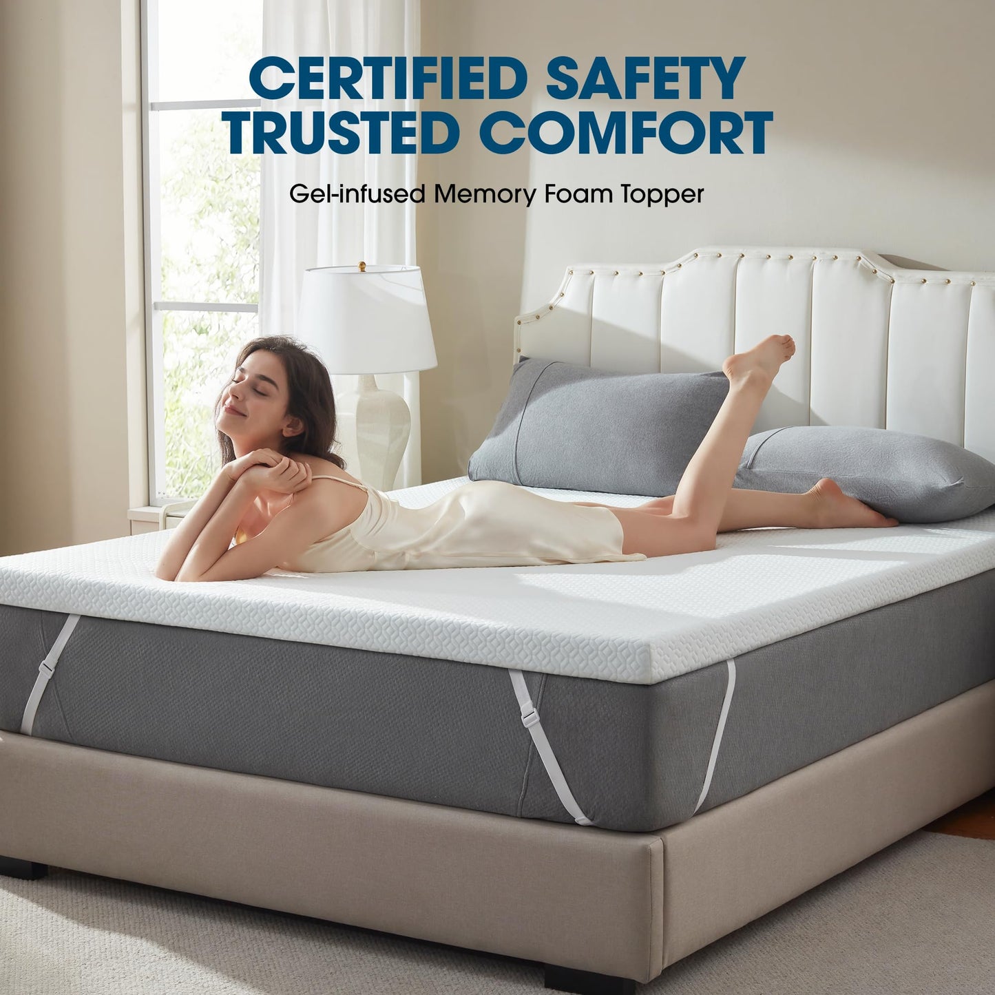 Ninemoon 3 Inch Gel Memory Foam Mattress Topper Twin, Cooling Gel Bed Topper for Pressure Relief, High Density Sleep Comfort with Removable & Washable Bamboo Cover