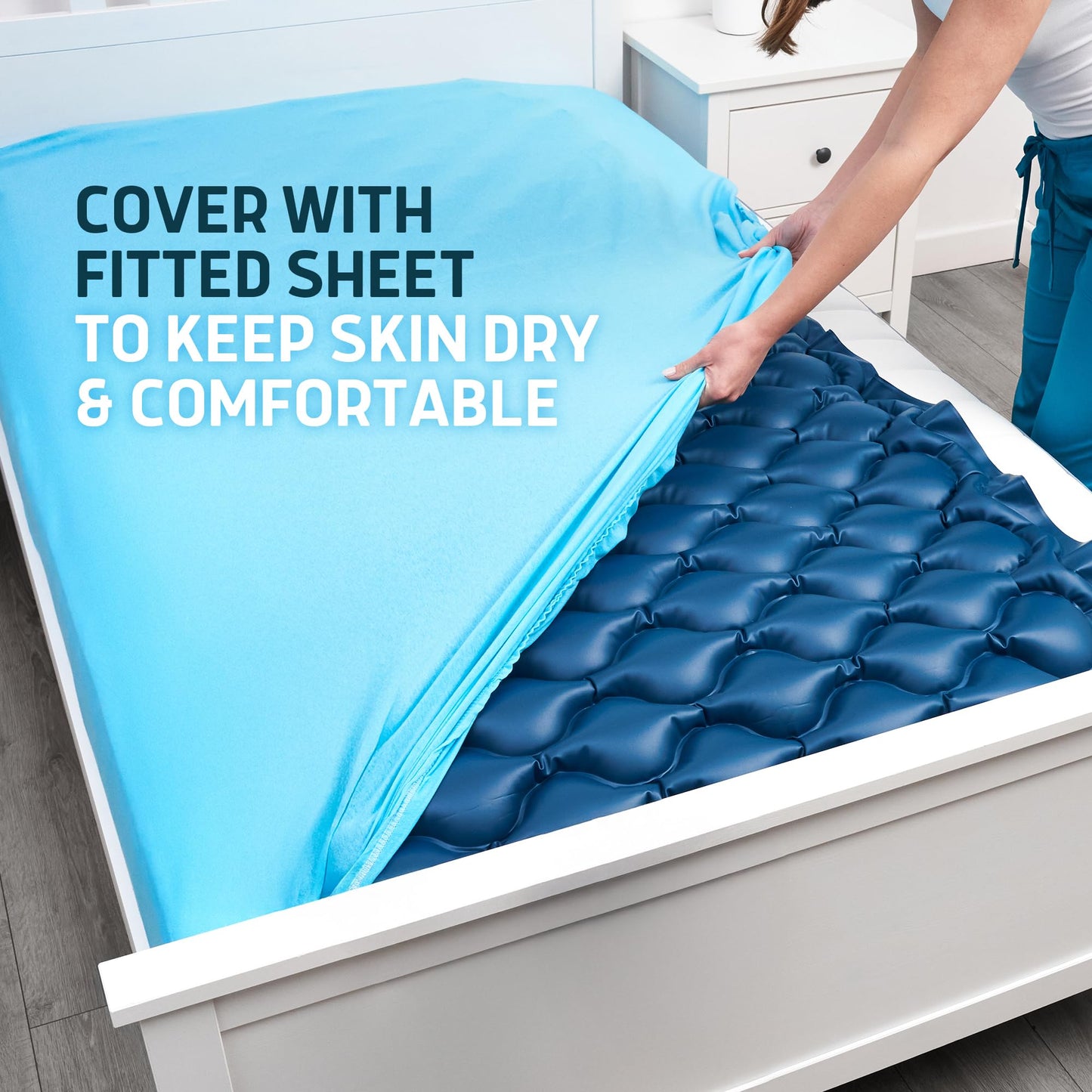 Lunderg Alternating Air Pressure Mattress Pad with Static Mode - Comfortable Bed Sore Prevention - Includes Waterproof Mattress Topper for Hospital Bed or Home & Quiet Pump - Doctors Recommended