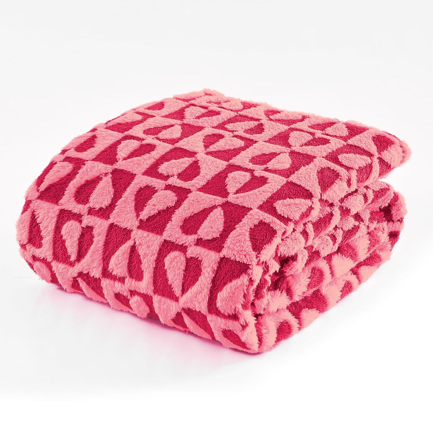 GIOKARNNA Hot Pink Throw Blanket with Hearts Checkered Throw Blanket for Lover Mom Gifts Valentines Day Blanket Lap Blanket, 60x80 Inches, 300GSM