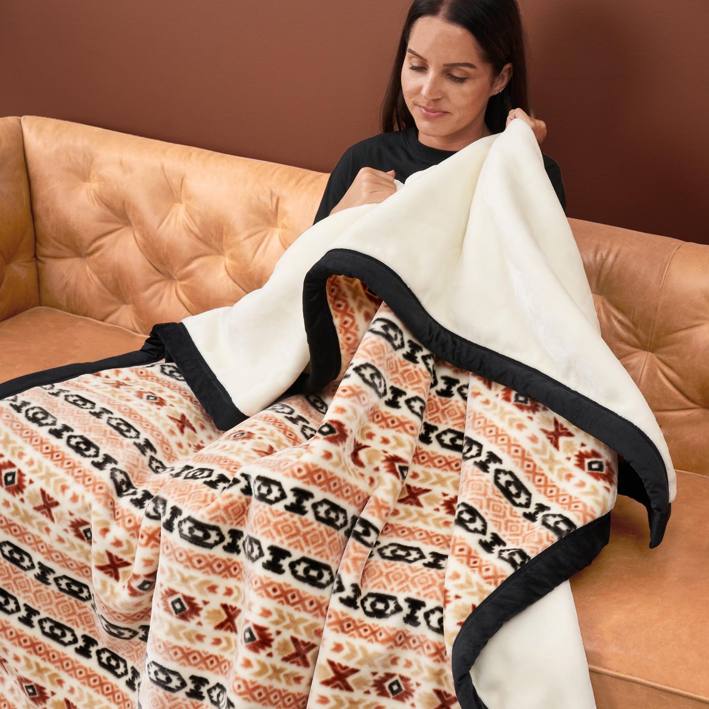 Northwest Ashford Home Cozy Ultimate Plush Throw Blanket, Chimayo Stripe King Size 108 x 90 inches