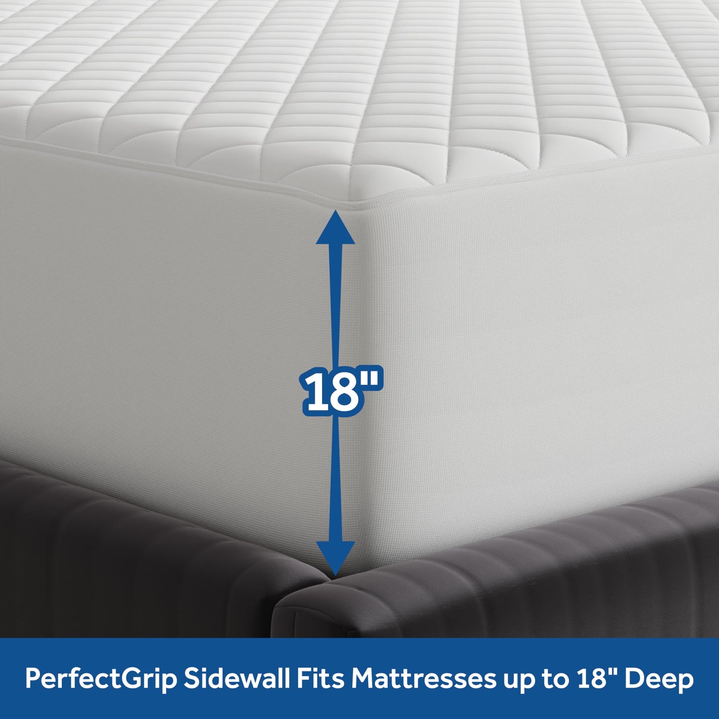 Sealy Luxury 100% Cotton Soft Top Layer, High Loft Comfort EternaLoft Fiberfill, Durable Stretch Corners Mattresses 18 Inches Deep Machine Washable Fitted Mattress Pad, Queen Size, White