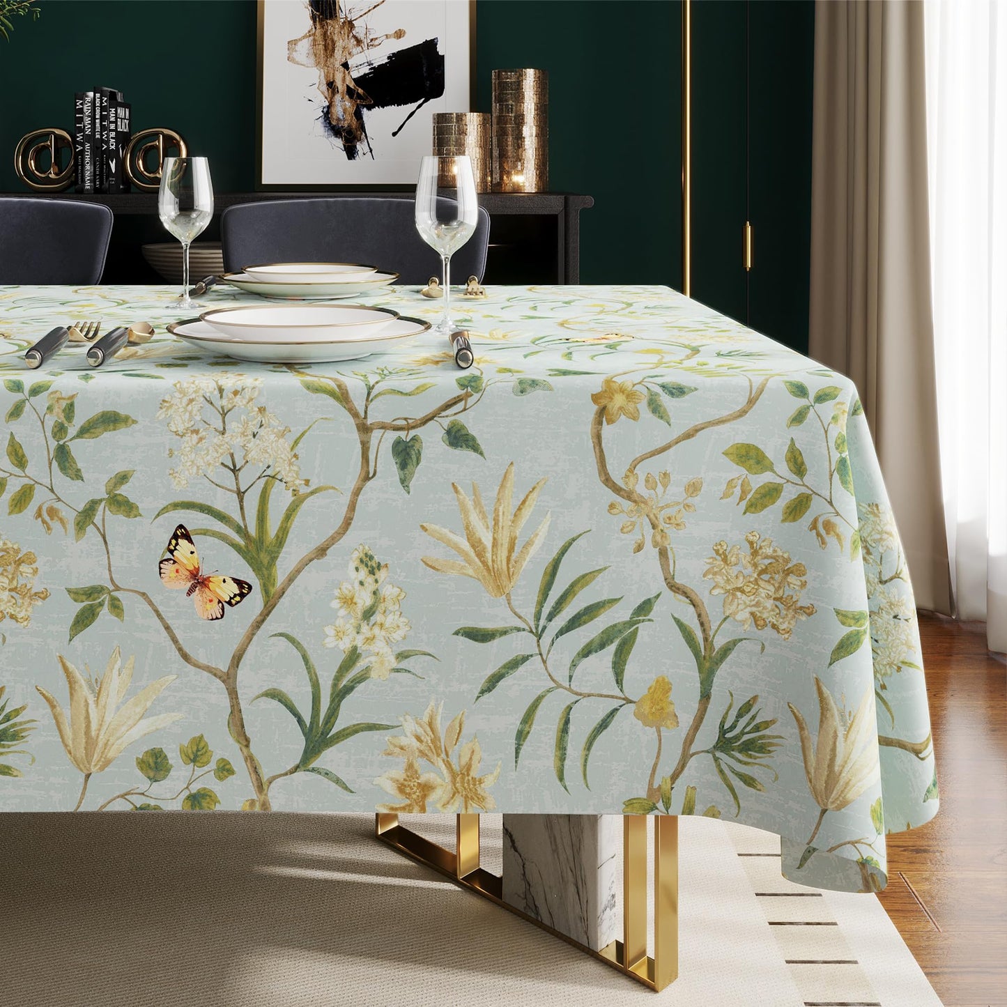 HOMOHEINI Rectangle Table Cloth,100% Waterproof Tablecloth Oil Proof Spill Proof Vinyl Table Cloth, Wipe Clean Plastic Table Cover for Dining, Camping, Indoor and Outdoor 52" x 70",Leaves