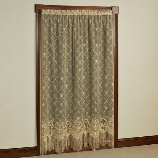 Touch of Class Victorian Fleur de Lis Lace Window Treatment Curtain Panel - Polyester - Antique Gold - European Style Panel for Bedroom Windows