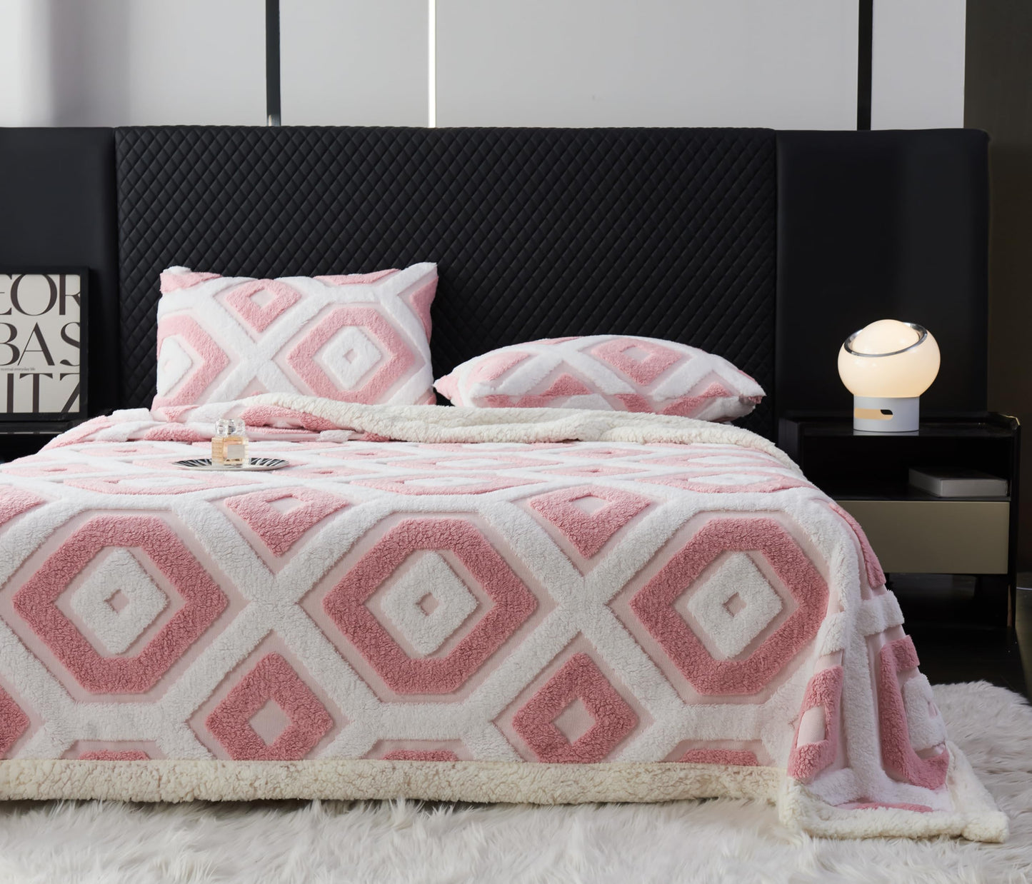 LEVINIS Large Bohemian Bed Blankets 80'' × 90'', Ultra Soft Aztec Blankets for All Season, Cozy, Plush, Bohemian Throw Blanket for Bed/Couch/Sofa/Office/Camping, Pink