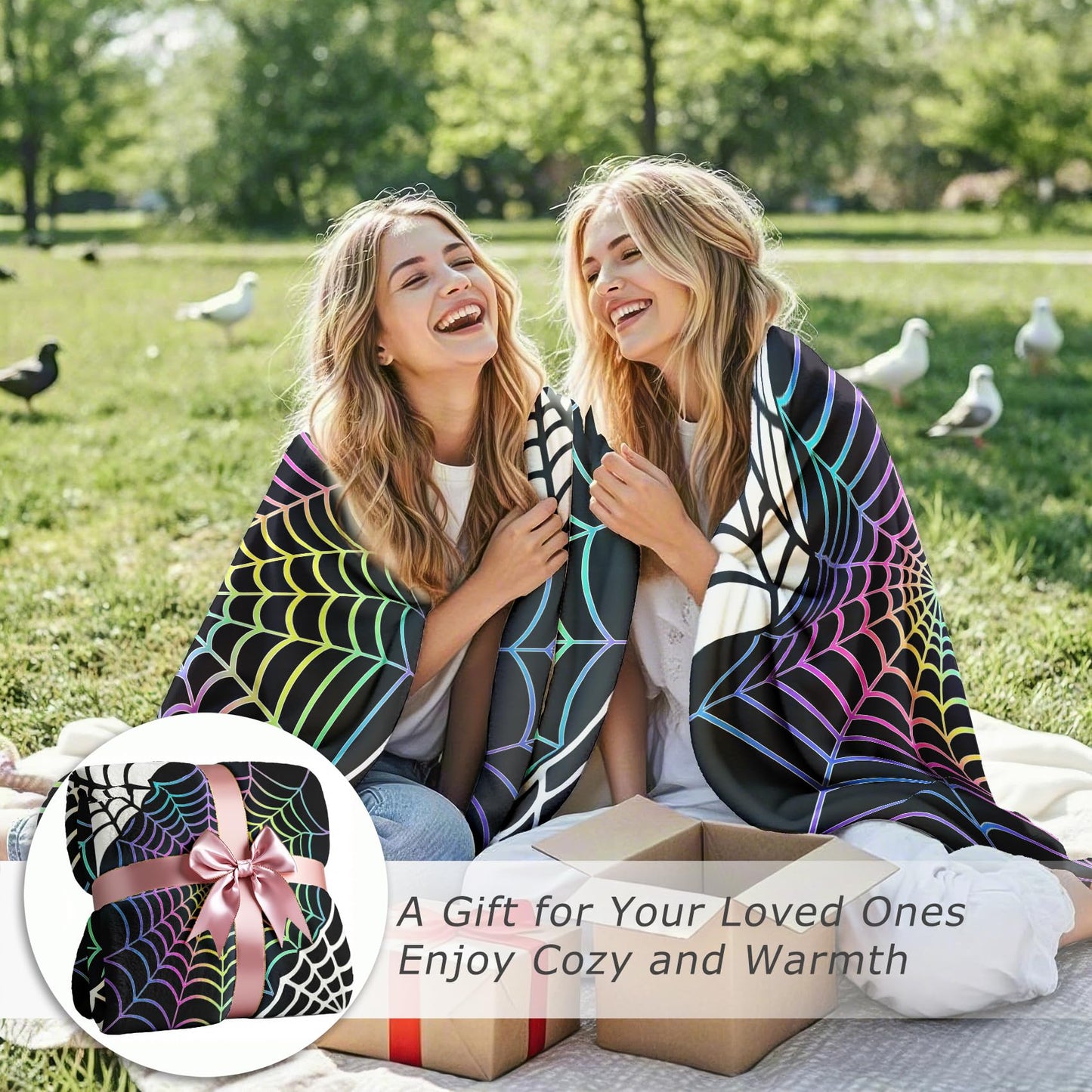 GEDAEUBA Spider Web Blanket Throw - Halloween Fleece Blanket Full Size, Soft Cozy Blankets & Throws for Couch, Bed, and Sofa, 84x90 inches