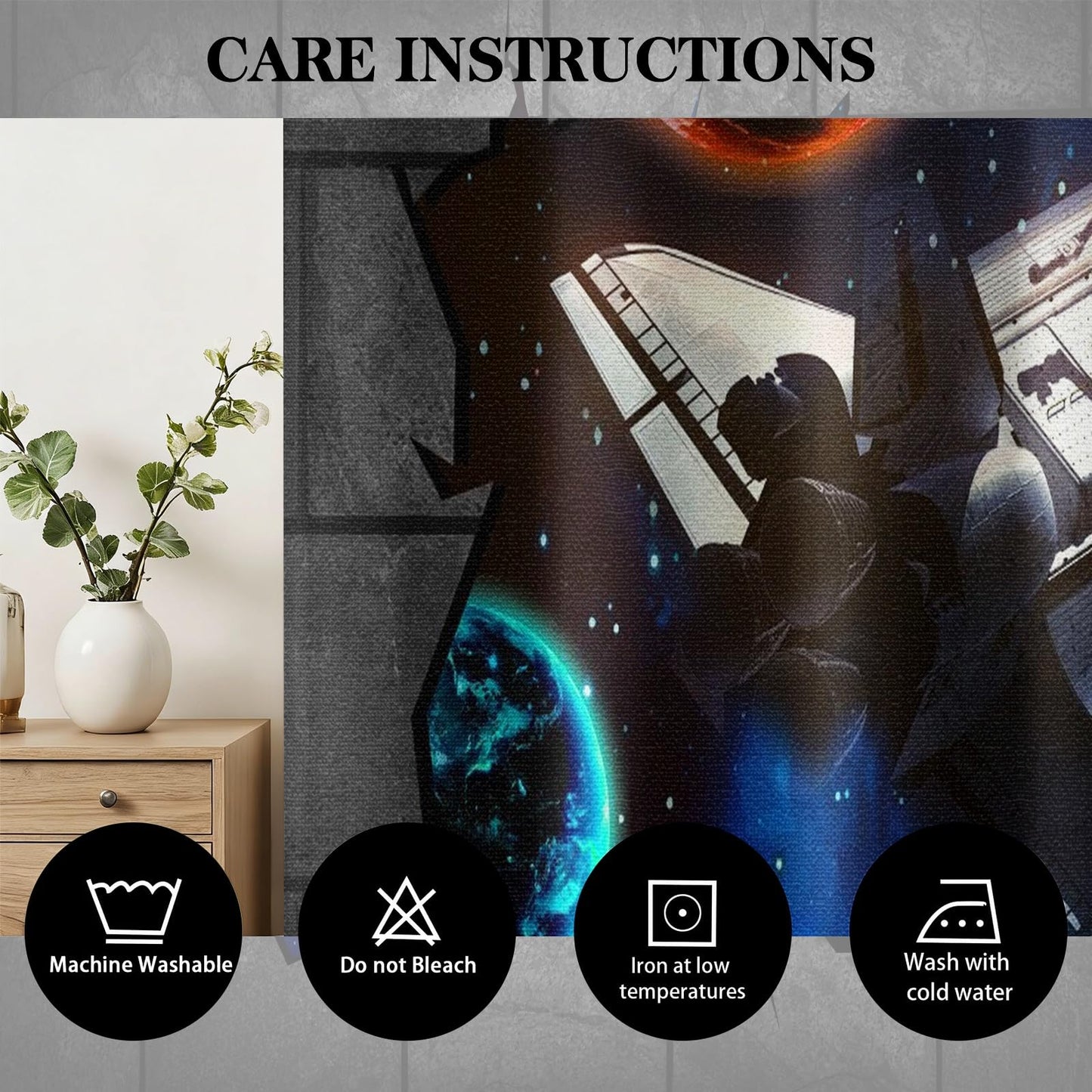 MBVZGUK 3D Space Grommet Curtains 54 Inch Long 2 Panels, Galaxy Space Shuttle Earth Planet Broken Wall Window Drapes, Thermal Insulated Room Darkening Curtains for Kids Nursery Playroom