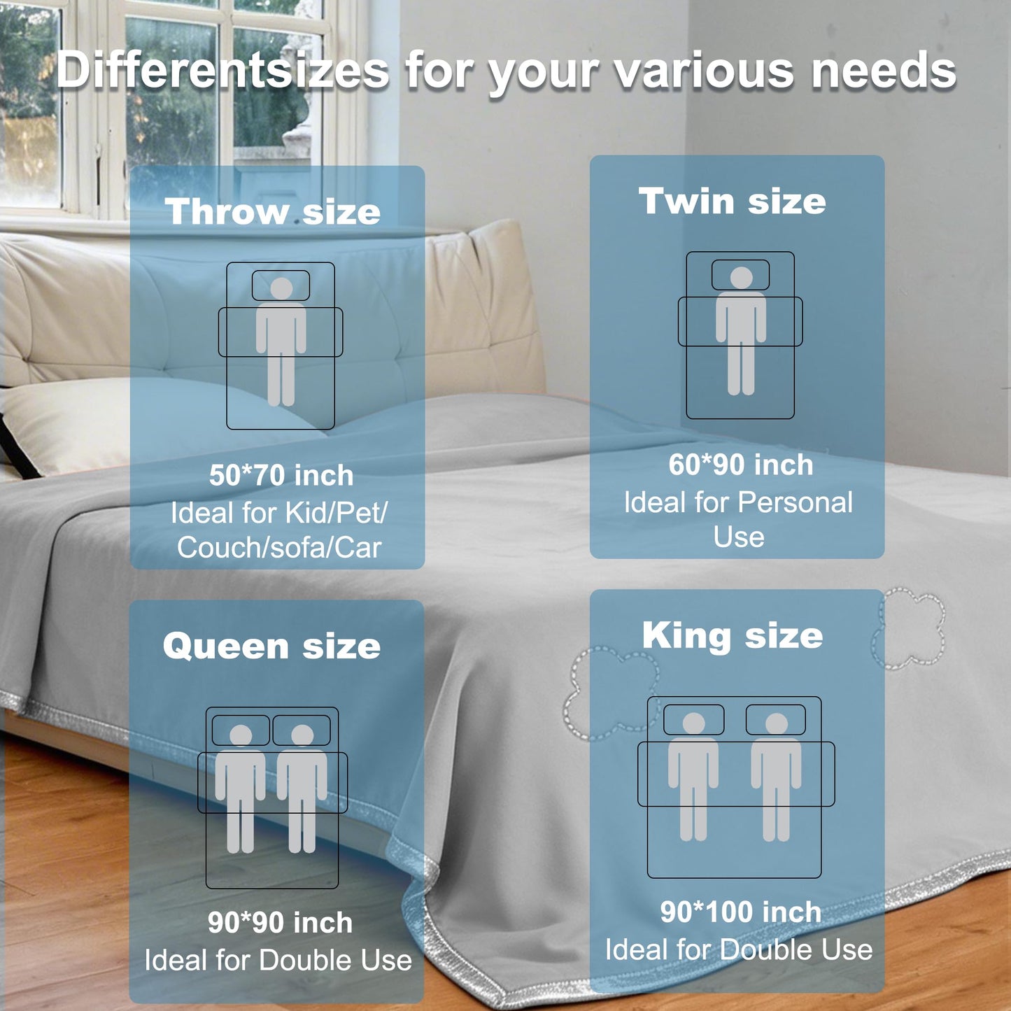 Lightweight Summer Blanket for Hot Sleepers, Throw(50" x 70") Double-Sided Keep Body Cool,Silky Soft Fabric, Highly Breathable Thin Blanket for Warm Nights & Daily Use