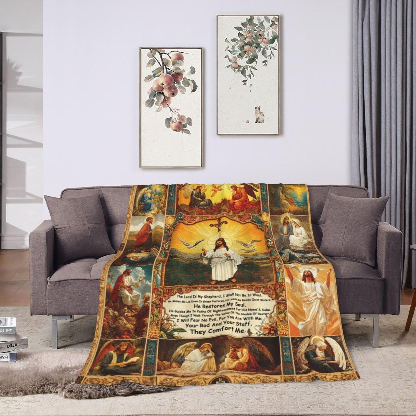 Christian Jesus Blanket Christian Prayer & Scripture Throw Blanket Religious Bible Verses, Ultra-Soft Lightweight Flannel (50"X40") for Adults & Kids - Uplifting Faith Gift