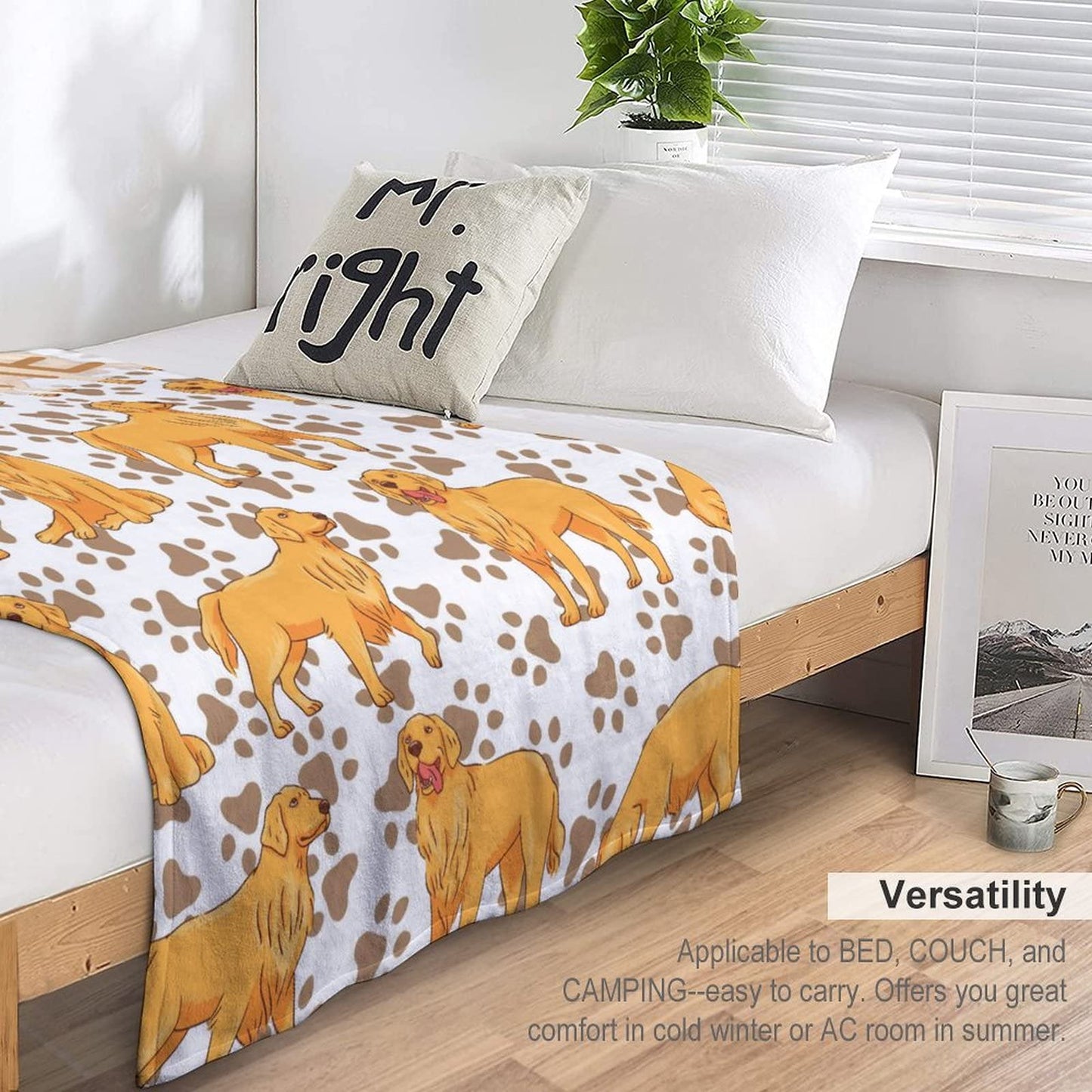 AIOMXZZ Personalized Golden Retriever Blanket Gifts with Text Name, 30"x40" Dog Pattern Flannel Fleece Throw Blanket Soft, Lightweight, Comfortable, Warm Golden Retriever Blanket for Adults Kids