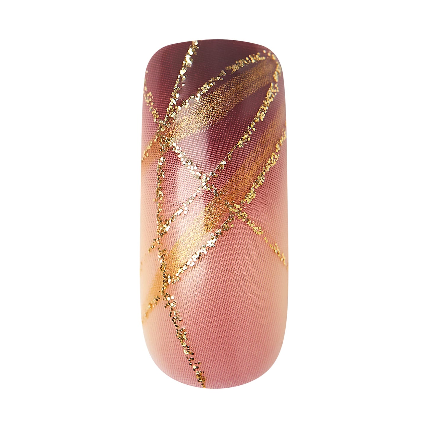 KISS Goldfinger Gel Glam Press on Nail Dark Brown Glitter French Full Cover Luxurious Design, Square Shape, Medium Length, Mini Glue Included GF64