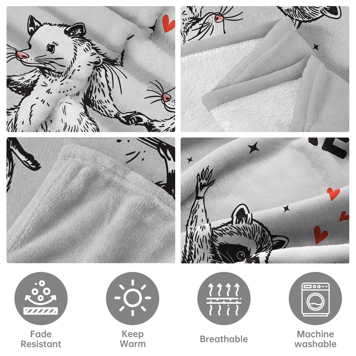 SteadStyle Best Friend Birthday Gifts for Women, Funny “You’re Weird” Blanket for Her Him, Valentines Birthday Gift for Boyfriend Girlfriend, Cute Raccoon Opossum Blanket for Couples Friends Bestie