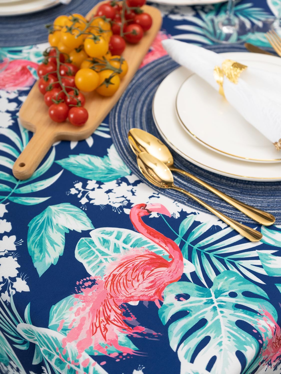 YiHomer Indoor Outdoor Tabletop for Spring Summer Decorations, Picnics and Dinner Parties - Stain and Water Resistant, Flamingo Dancing, Tablecloth, 60 x 84 Rectangle