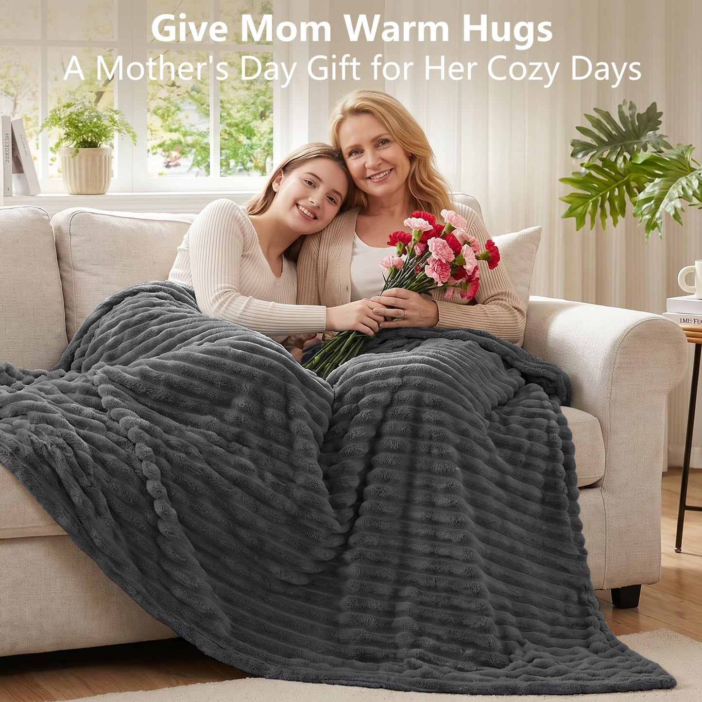 CozyLux Dark Grey Throw Blanket for Couch & Bed - 300GSM Soft Plush Fleece, 50"x60" Lightweight All Season Blanket for Travel, Aesthetic Home Decor, Graduation & Birthday Gifts for Women Men