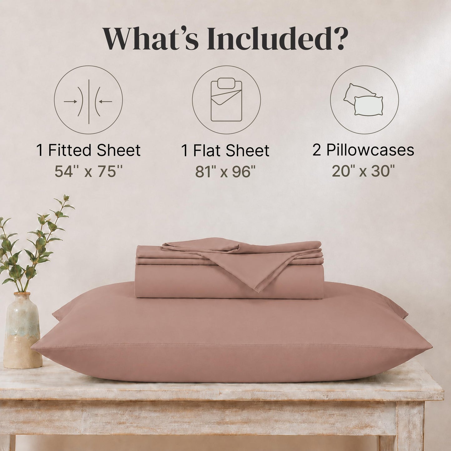 Modern Threads Soft Microfiber Solid Sheets - Luxurious Microfiber Bed Sheets - Includes Flat Sheet, Fitted Sheet with Deep Pockets, & Pillowcases Rose Full