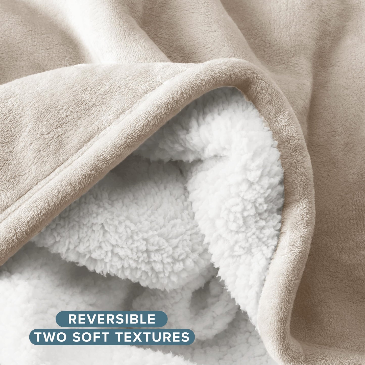 Bare Home Sherpa Fleece Blanket - Twin/Twin Extra Long - Blanket for Bed, Sofa, and Couch - Warm & Lightweight - Fluffy & Soft - Reversible (Twin/Twin XL, Oyster)