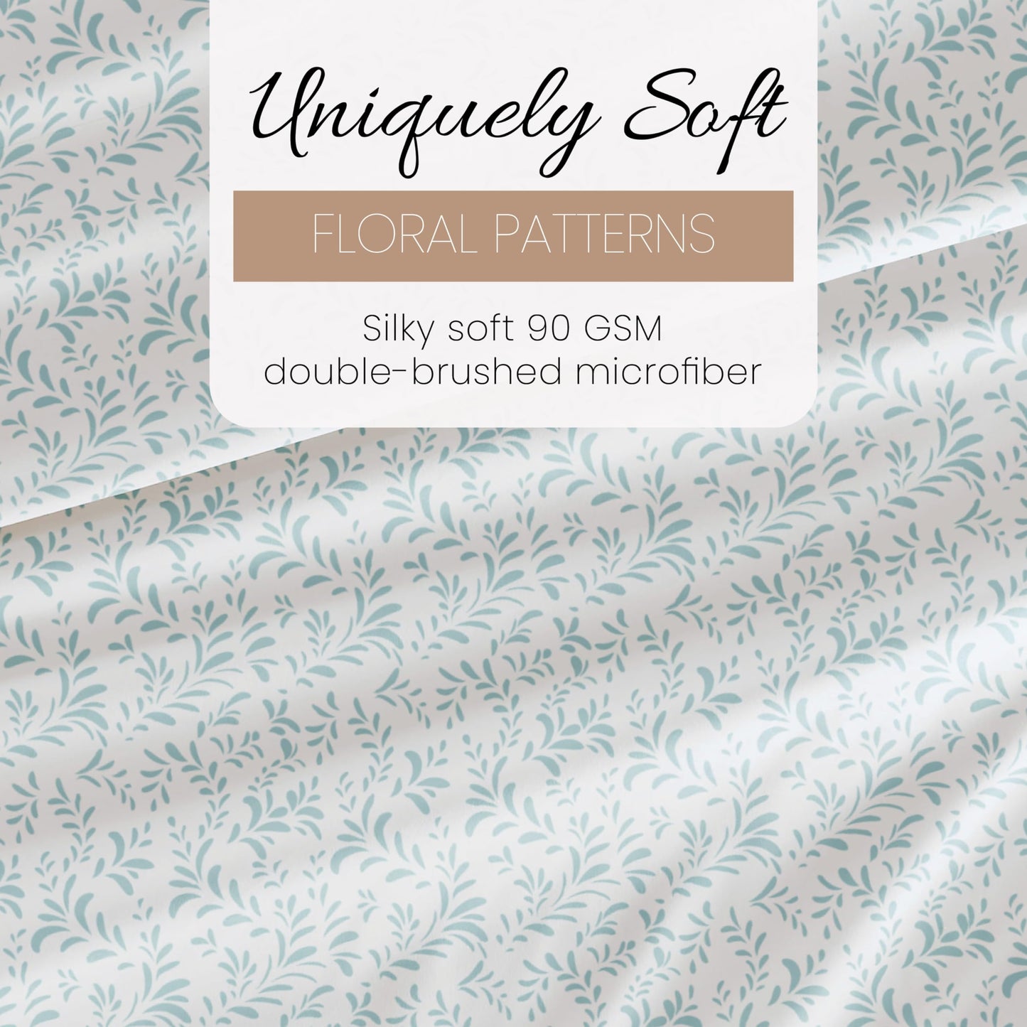 Linen Market Patterned Microfiber Queen Sheet Set 4 Piece – Oeko-TEX Certified Ultra Soft & Wrinkle-Free - 16" Deep Pocket Sheets - Easy Care Queen Size - Burst of Vines Light Blue