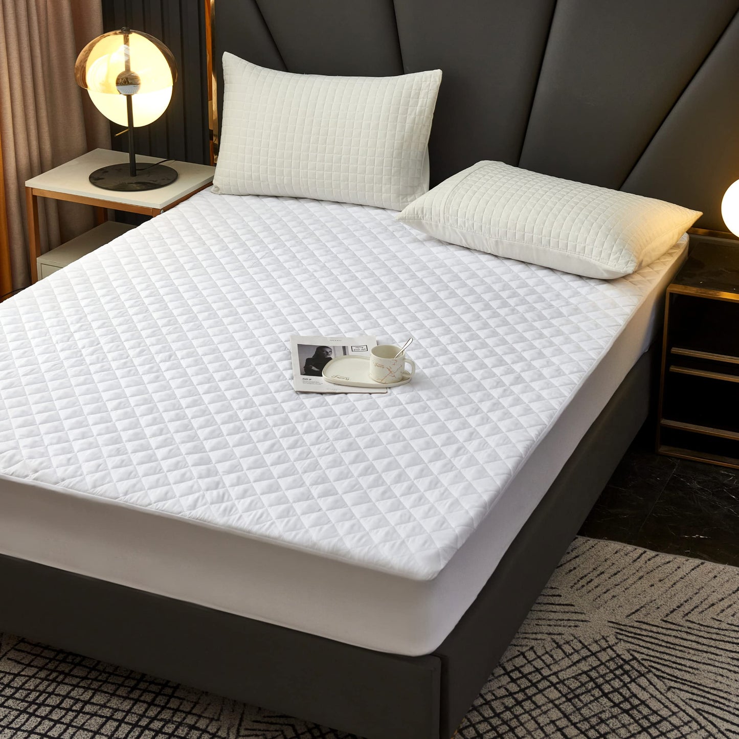 Elif Queen Size Mattress Protector, Waterproof, Quilted Cover Pad, Cooling, Soft, Comfortable, Deep Pocket, Breathable (Queen)