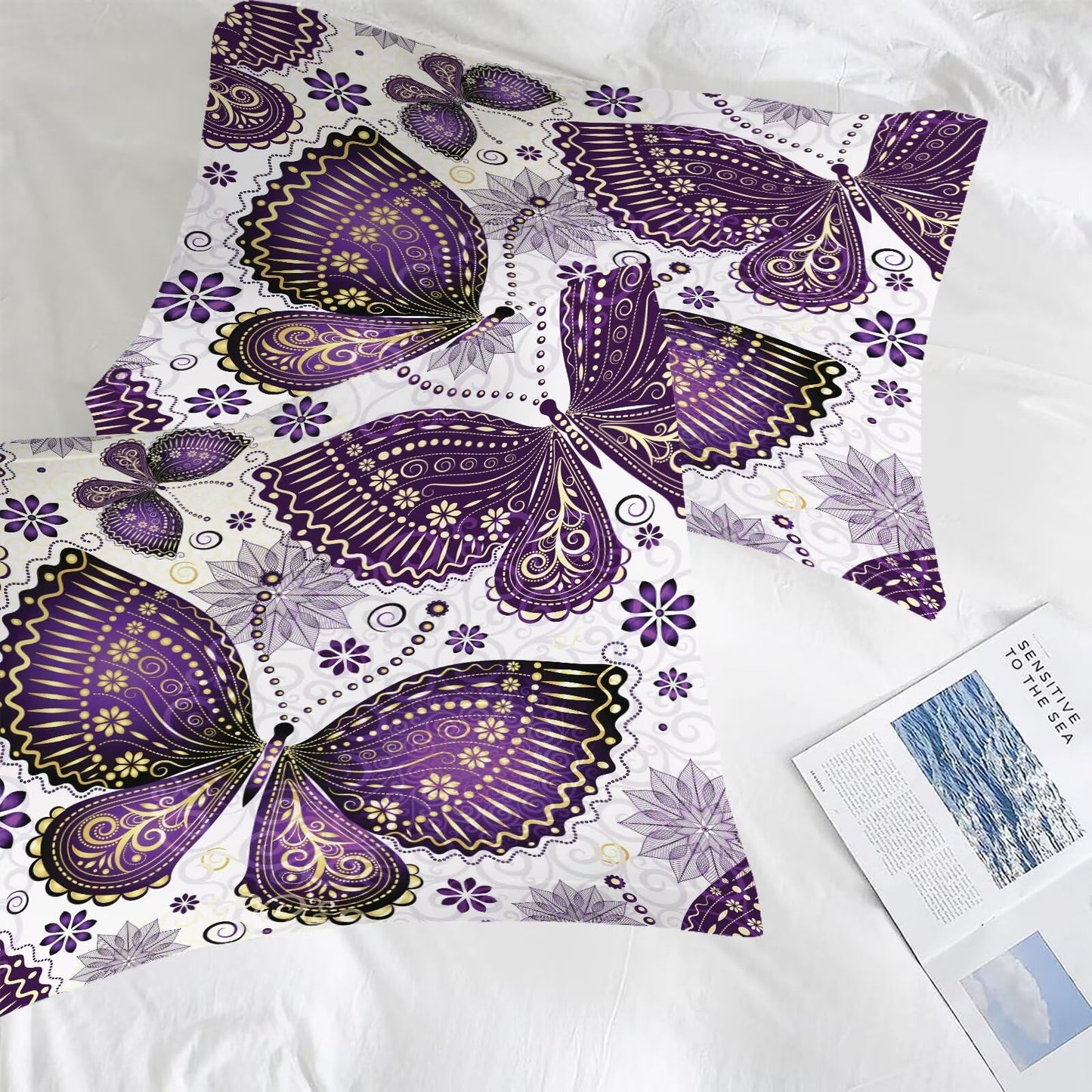 DJNEAR Butterfly Comforter Set Twin Size Purple Gold Paisley Bedding Sets for Girls Kids Teen Women Bedroom Animal Quilt Room Decor 1 Comforter 1 Pillowcase