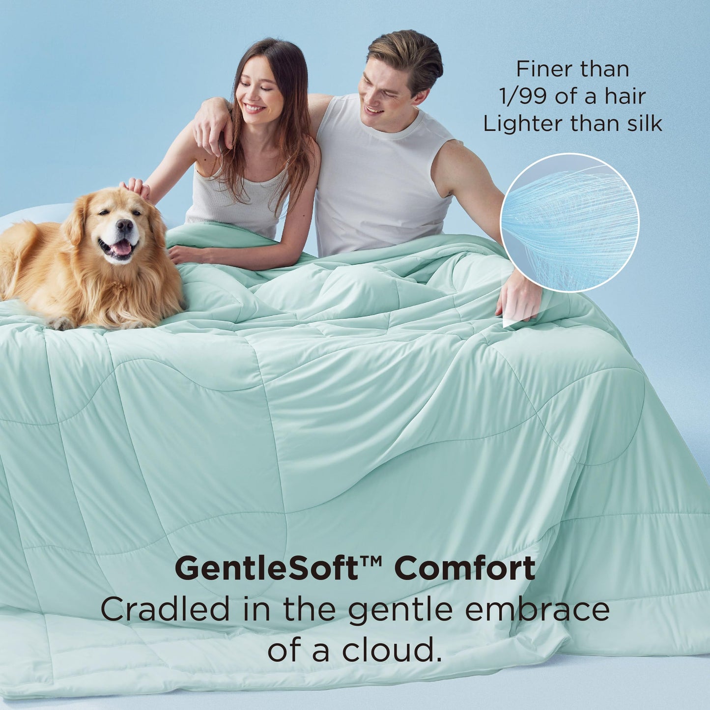 Bedsure Cooling Comforter King Size - Cooling Blankets for Hot Sleepers, Lightweight Comforter for Summer with Dual-Sided Cool Tech, Soft Breathable Cold Blanket for Sleeping, Green, 102x90 Inches