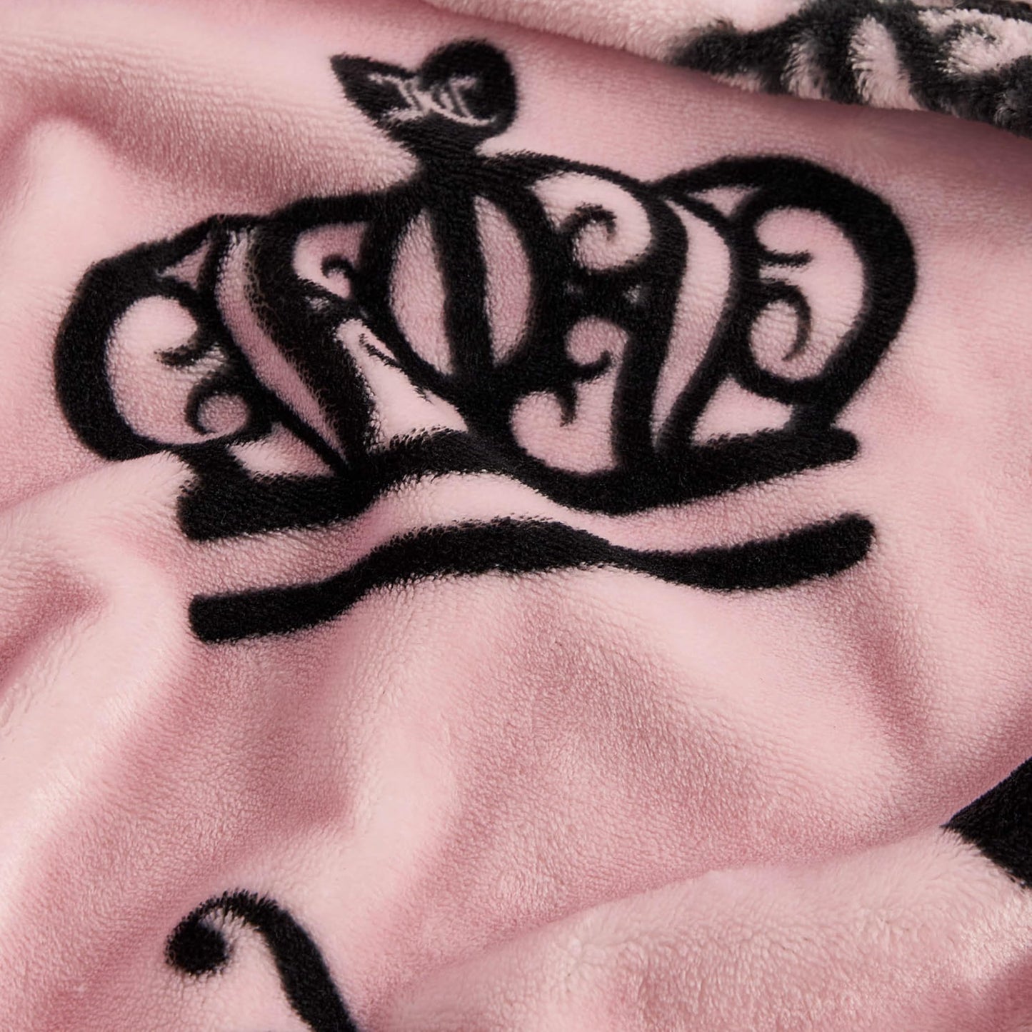 Juicy Couture Elegant Crown Diamond 50" x 70" Plush Throw Blanket, Pink - Decorative Blankets for Sofas, Throws for Chairs, and Beds