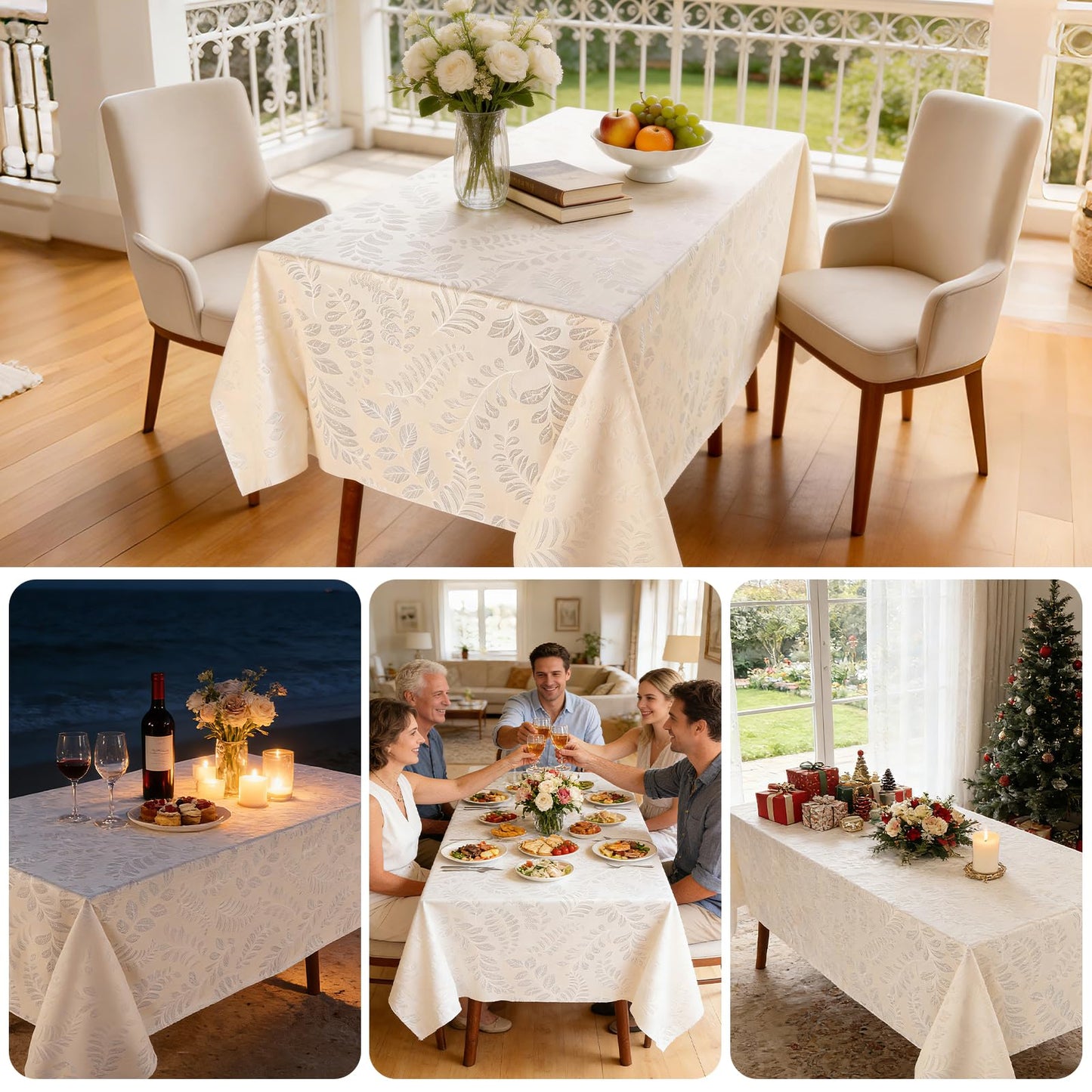 Kaixinbao Vinyl Tablecloth Rectangle, Heavy Duty Waterproof Table Cloth, Wipeable, Reusable Spillproof Table Cover for Indoor, Outdoor, Kitchen, Dining Room, Party, Picnic, Camping