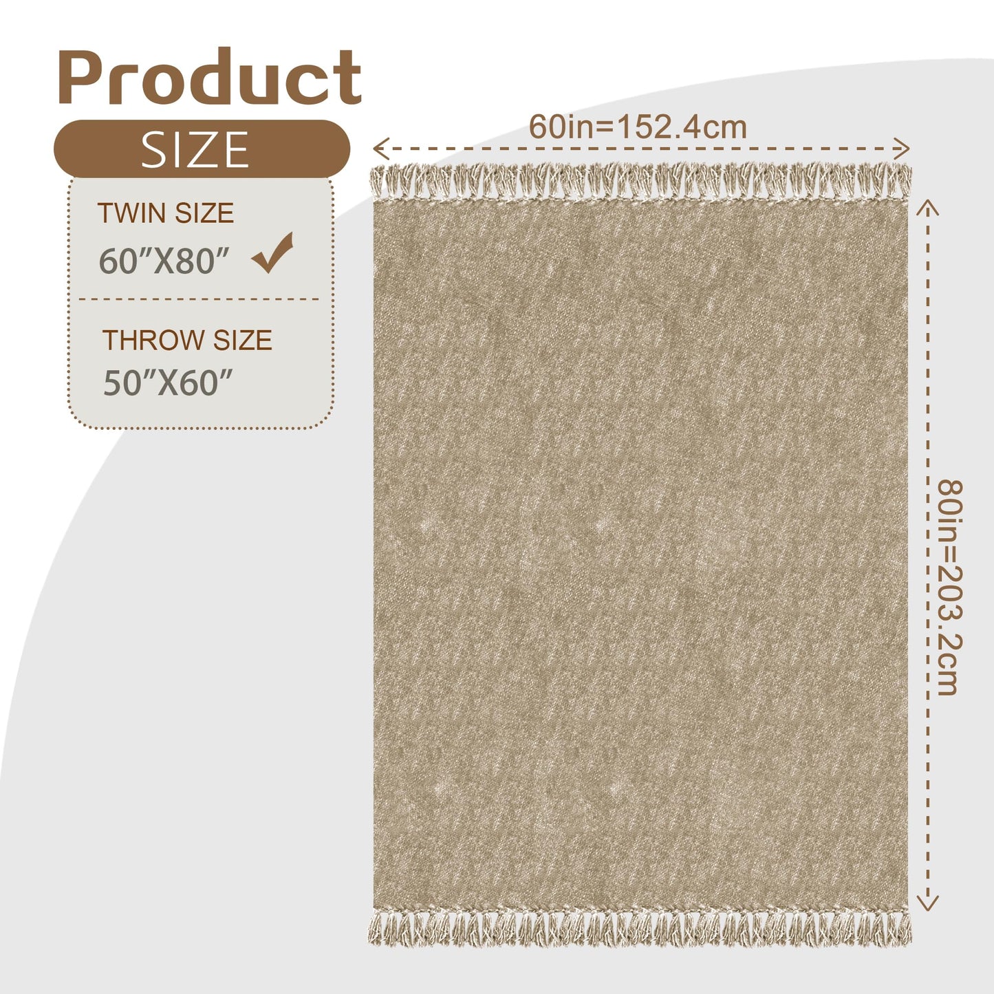 GINAMUSE Chenille Throw Blanket for Couch with Tassels,50"X60" Soft Cozy Lightweight Knitted Boho Decorative Blankets for Bed and Sofa,Taupe