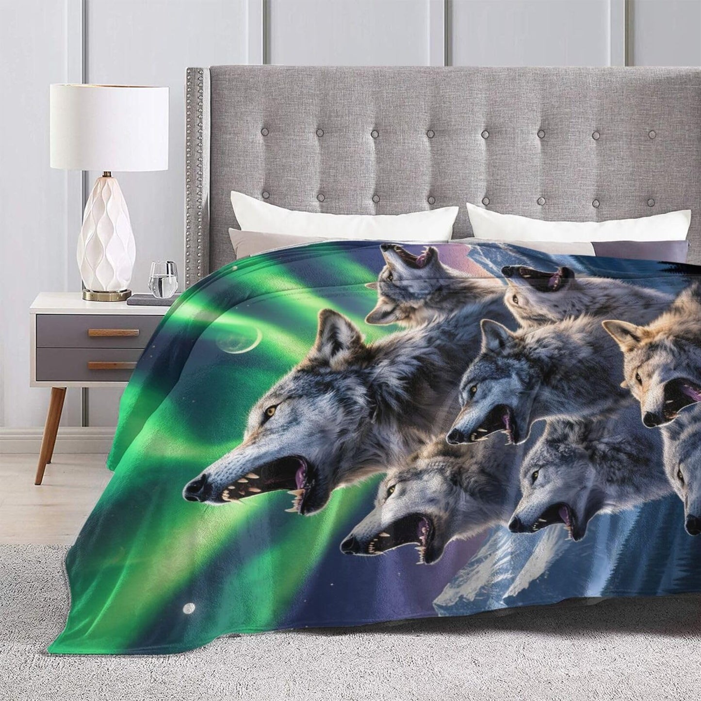 Wolf Blanket, Soft Plush Fleece Animal Throw Blanket - Cozy Warm Stuff Blankets Bedding Wolf Gifts for Women Girls Kids Adults 40"X50"