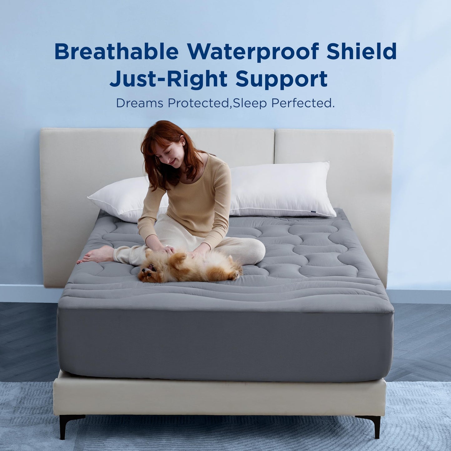 Bedsure Grey Twin XL Mattress Protector Waterproof - Extra Long Twin Waterproof Mattress Topper Pad for College Dorm Essentials, Noiseless Bed Cover with 8-21 Inches Deep Pocket,Grey, 39x80 Inches