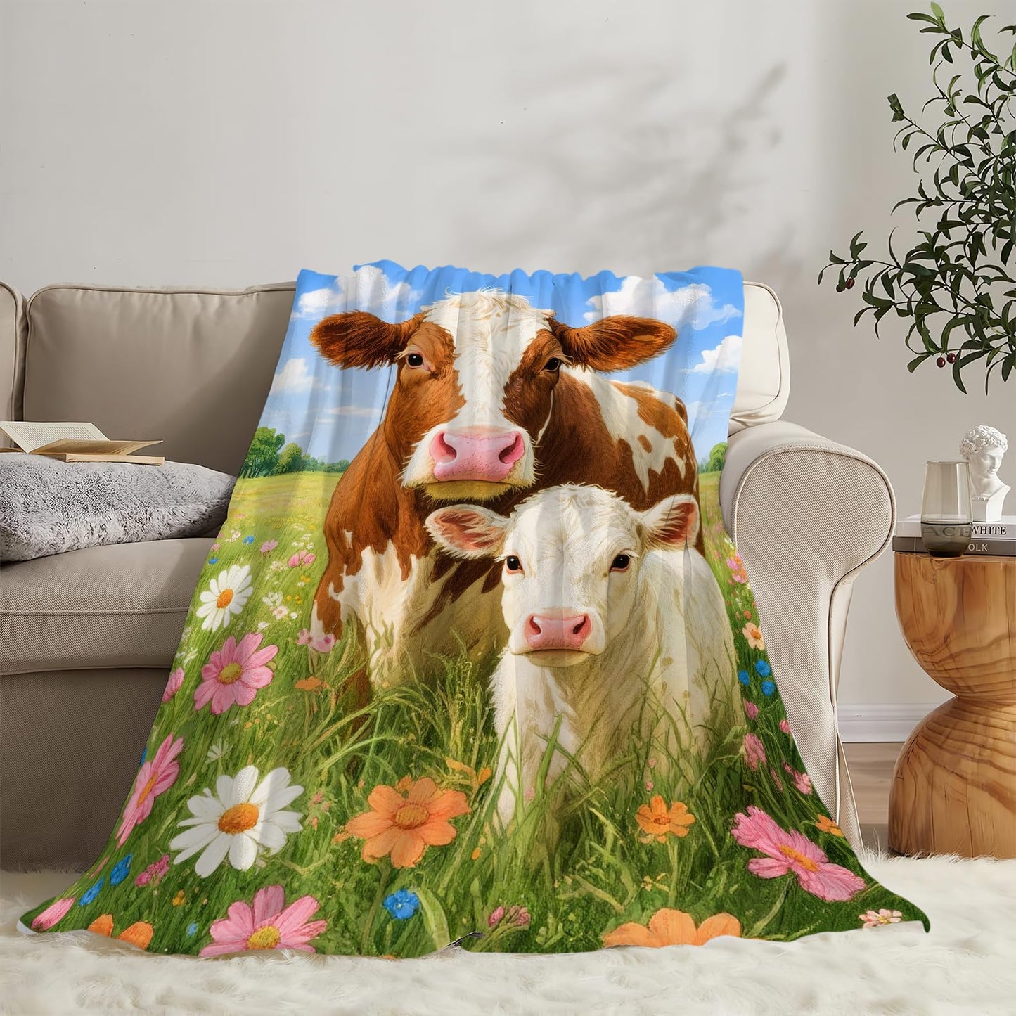 Cow Blanket Cute Cows Throw Blanket Soft Warm Cozy Fleece Fuzzy Plush Flannel Blankets Gifts for Women Girls Boys Kids Adults 40"X50"