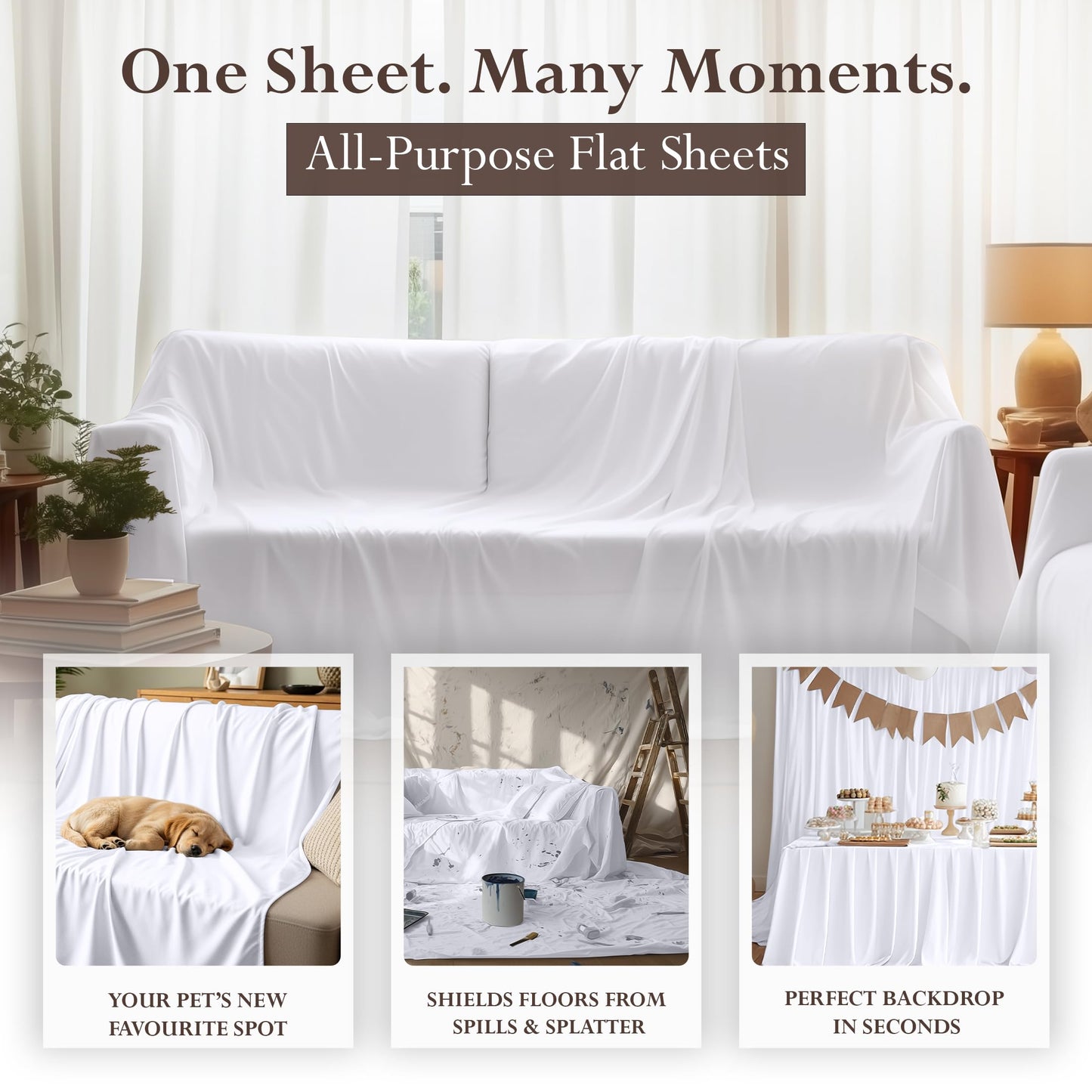 Utopia Bedding Flat Sheet - 1 Pack (Queen, White) - Soft Brushed Microfiber Fabric - Shrinkage & Fade Resistant Top Sheet - Easy Care Bed Sheet