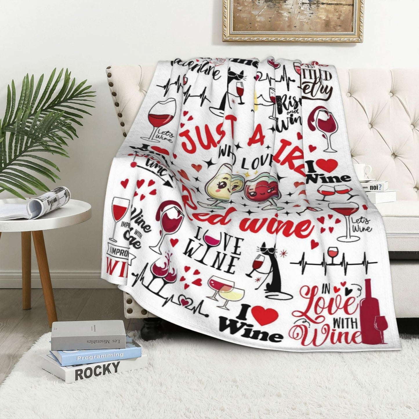 Red Wine Blanket for Red Wine Lover Soft Cozy Flannel Blanket Grapes Throw Blankets Gifts for Girls Women Adults 60"x50"