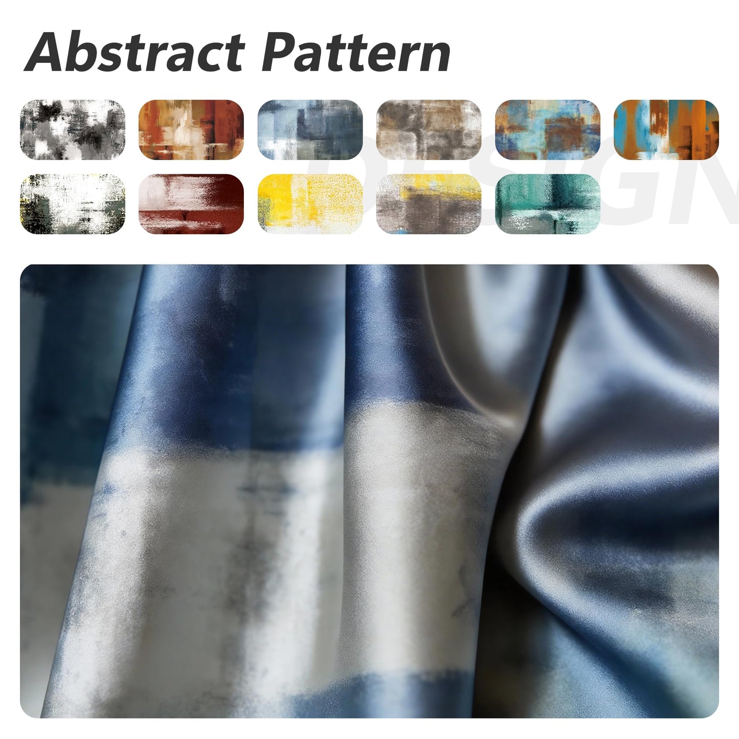 Asuexpect Dusty Blue Abstract Curtains 2 Panels Set Navy Grey Geometric Curtain Modern Chic Window Treatments Decorative for Farmhouse Living Room Bedroom Window 50% Darkening Curtain 52x84 Inch