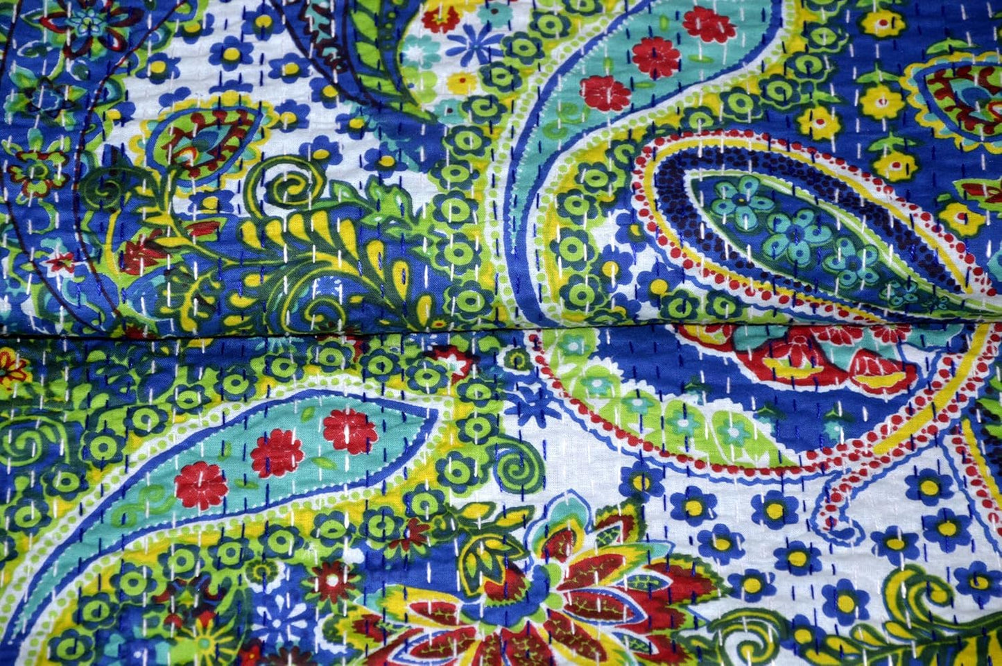 Arprani Indian Vintage Kantha Quilt Set Handmade Cotton Throw Blanket Bedspread gudari Paisley Bohemian bedspreads Boho Queen Size Quilt