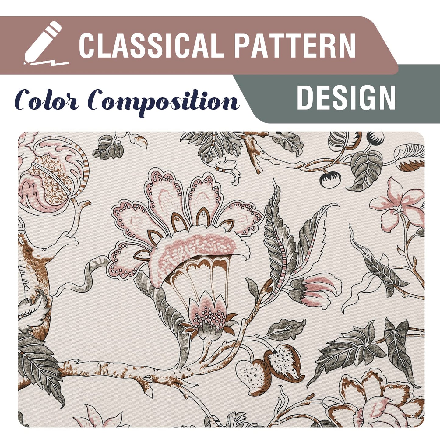 H.VERSAILTEX Blackout Curtains 84 Inch Length 2 Panels Set Floral Print Curtain Drapes for Living Room Thermal Insulated Grommet Window Curtains for Bedroom - Traditional Floral in Sage and Brown