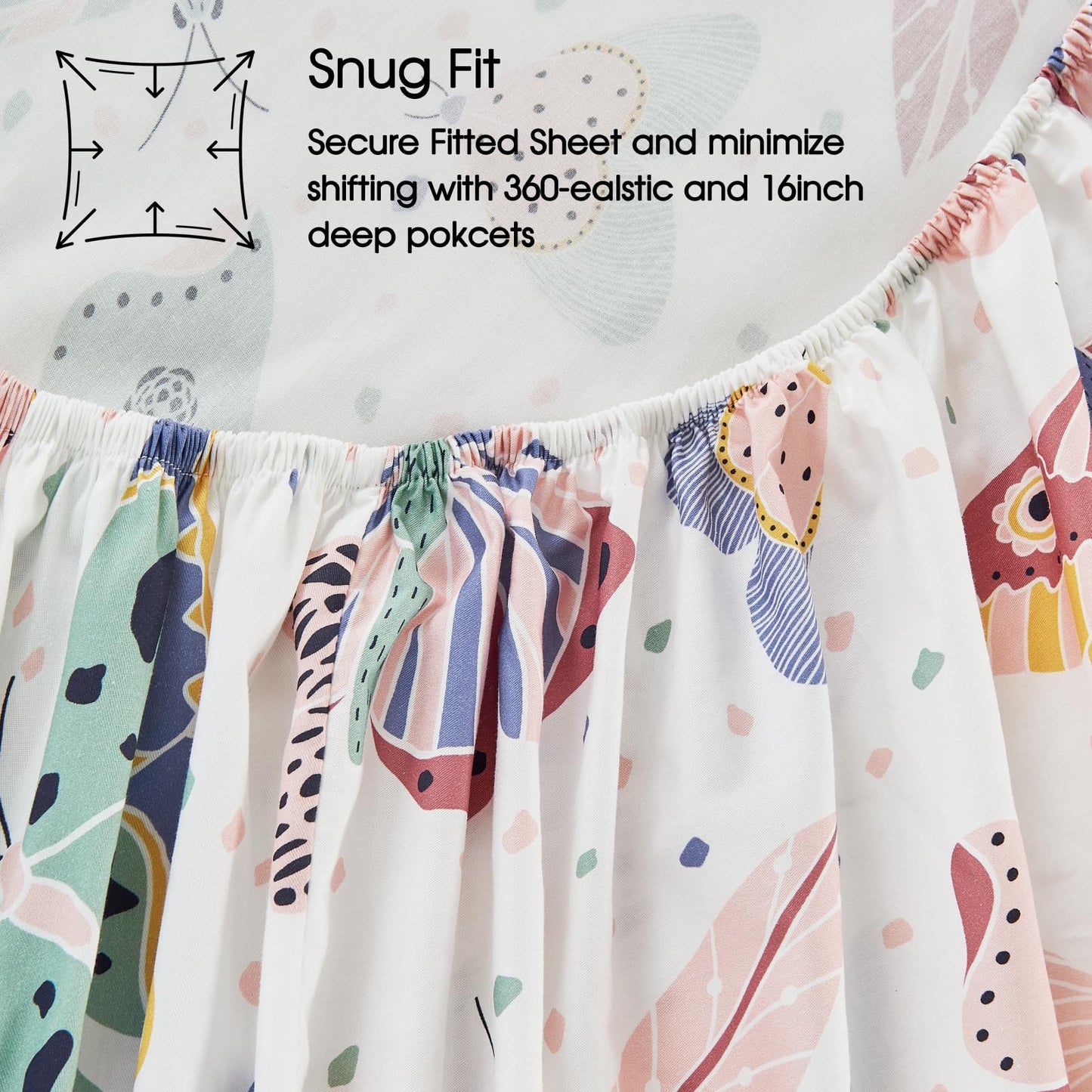Ivellow Twin Sheets Set Kids 100% Natural Cotton Sheets Soft Breathable Durable Lightweight Crispy Percale Bed Sheets 16" Deep Pocket Butterfly Patterned Sheets Kids Twin Bedding Dorm Essentials