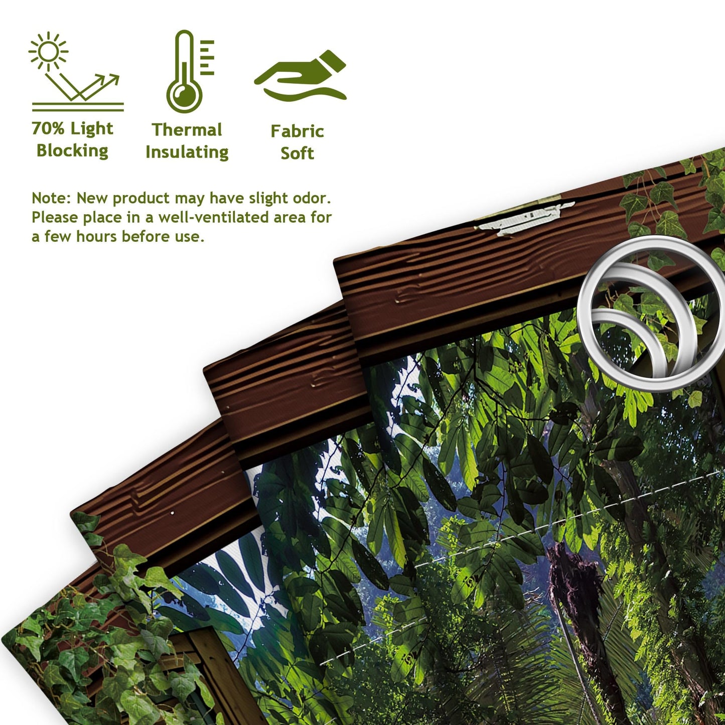 dueeia 3D Tropical Plants Blackout Curtains Nature Scene Jungle Landscape Grommet Window Drapes for Bedroom Living Room Black Out 84 Inch Length 2 Panels Set, 84 X 52 Inch
