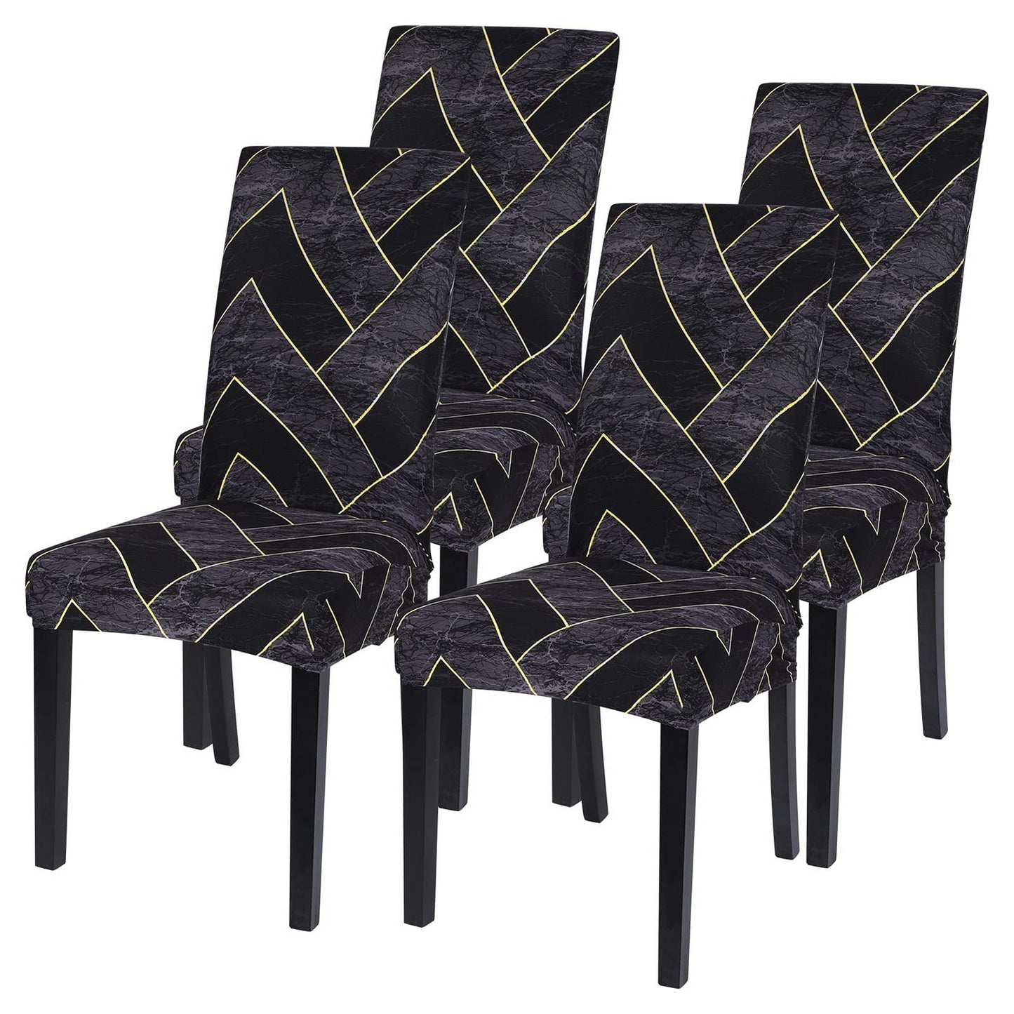 SearchI Dining Room Chair Covers Set of 4, Stretch Printed Parsons Chair Slipcovers Super Fit Removable Washable Striped Kitchen Chair Protector Cover for Dining Room, Hotel, Ceremony(Flower Pattern2)