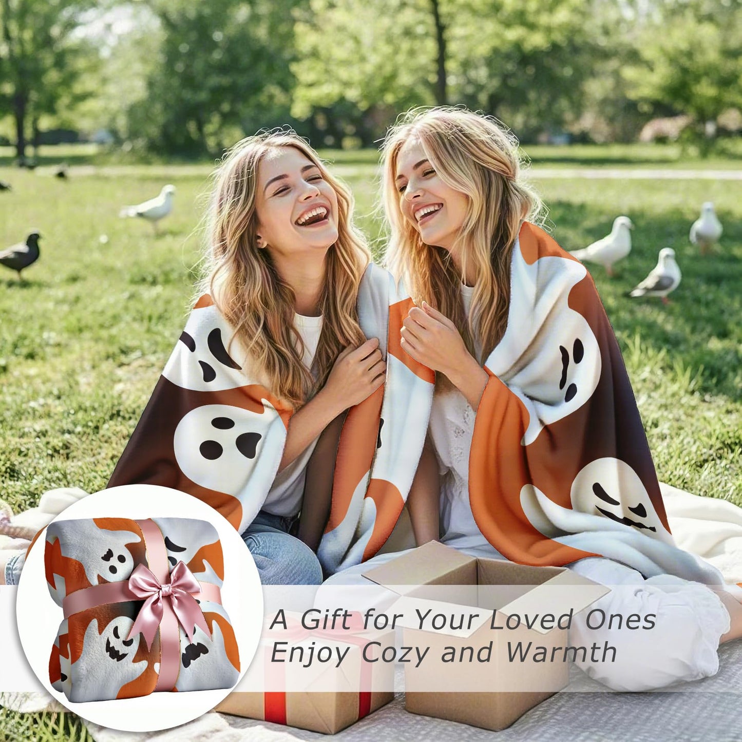 GEDAEUBA Ghost Blanket Throw - Halloween Spooky Fleece Blanket Throw, Soft Cozy Blankets & Throws for Couch, Bed, and Sofa, 50x60 inches