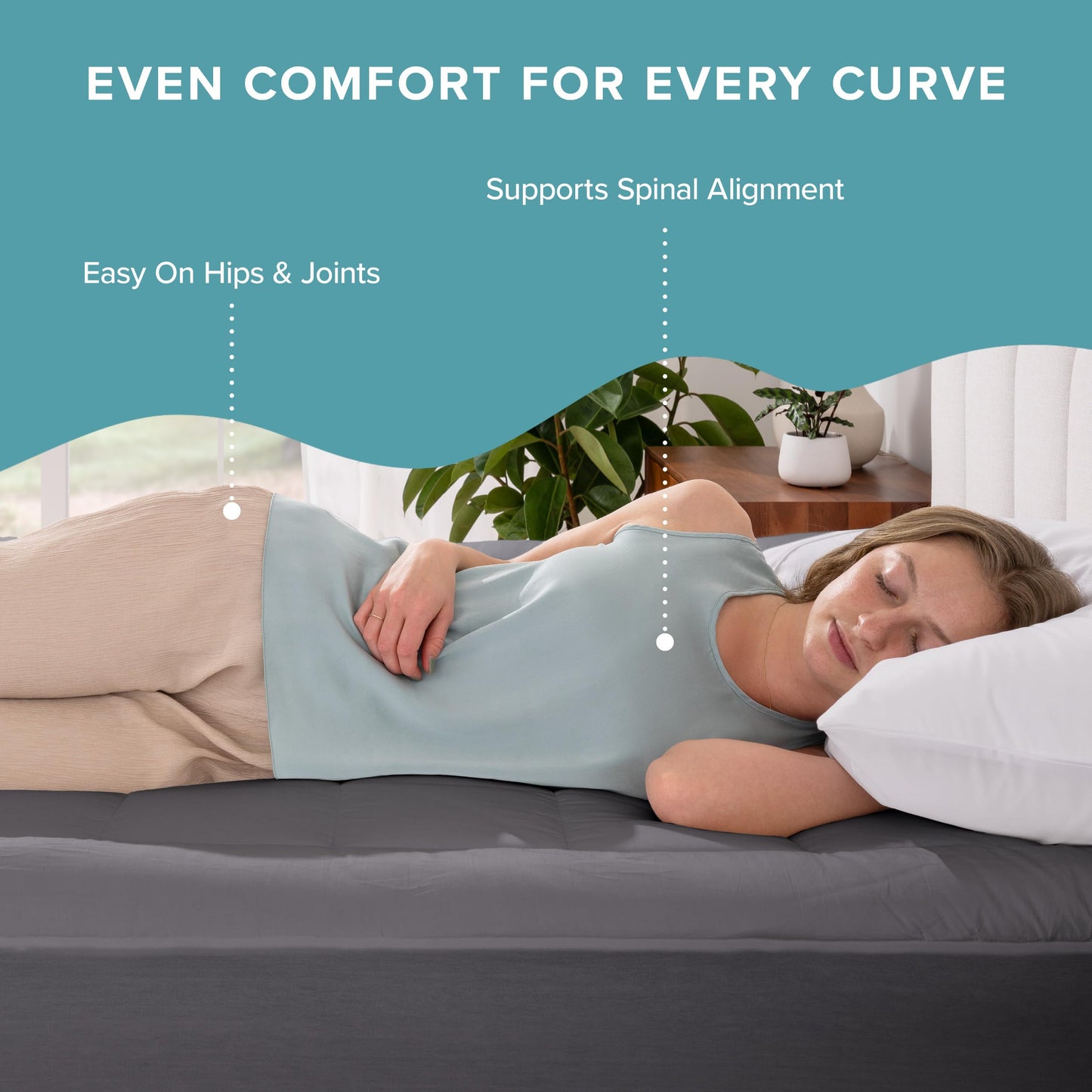 Bare Home Mattress Topper Cotton Top - Twin Extra Long - Plush Topper for Mattress - College Dorm Room Essentials - Cooling Breathable Air Flow - 8" to 21" Deep Pocket - Soft Bed Pad (Twin XL, Grey)