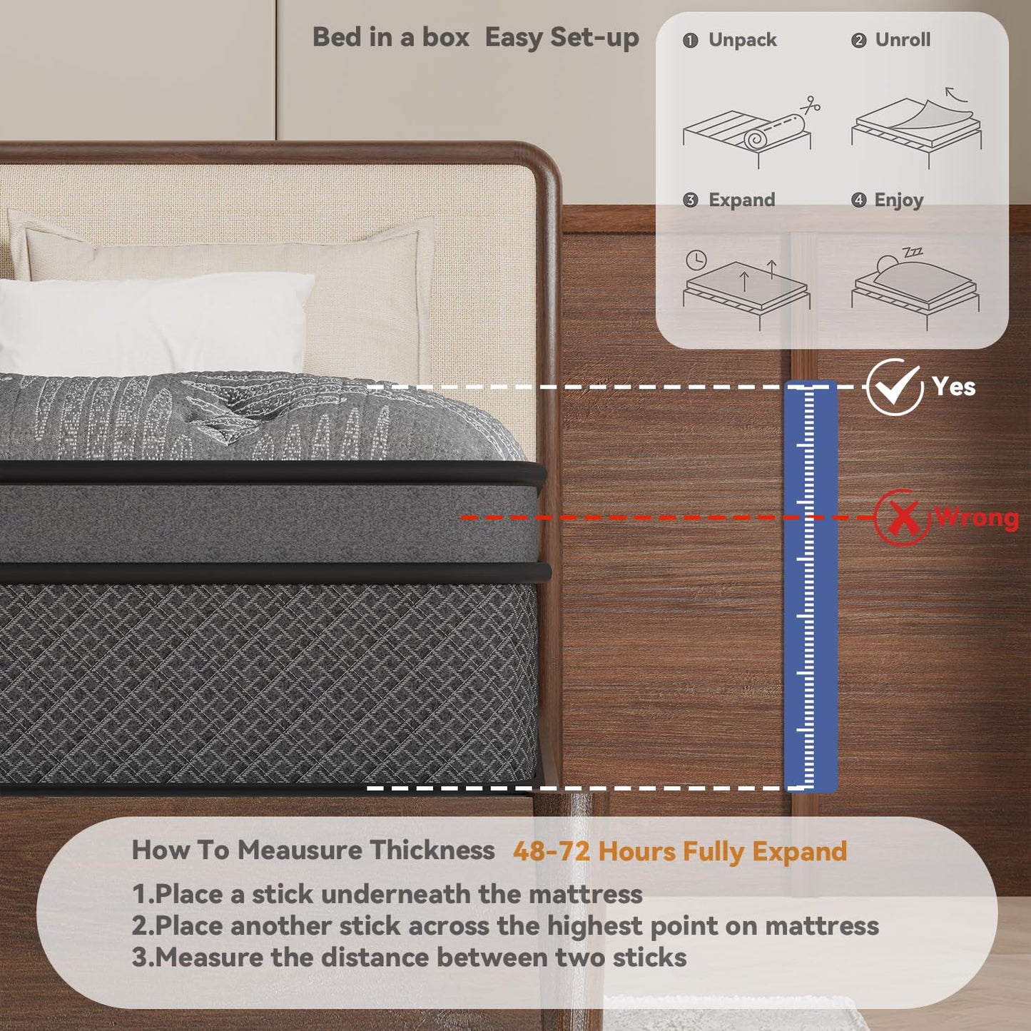 veladream Full Mattress 12 Inch, Hybrid Mattress in a Box, Gel Memory Foam and Pocket Springs, Firm Pressure Relief, Motion Isolation, Breathable Comfort, CertiPUR-US Certified, Fiberglass-Free