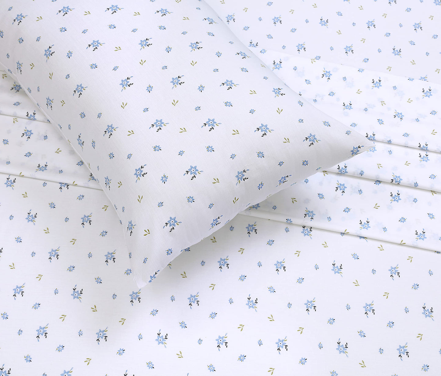 RUVANTI 100% Cotton Percale Sheets Queen Size – Crisp Cooling Bed Sheets for Hot Sleepers, Deep Pocket 16”, Soft Breathable & Durable Hotel-Style 4 Piece Set, Phulkari