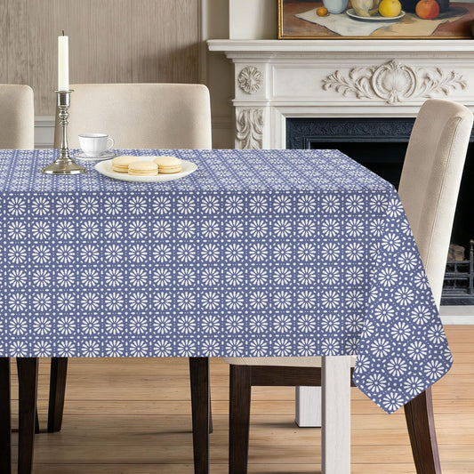 hometrixx Modern Minimalist Rectangle Table Cloth Geometric Floral Washable Wipeable Polyester Tablecloth Stain Wrinkle Resistant Oil Proof Kitchen Decor Table Cover for Dinner Picnic,60x84inch Blue