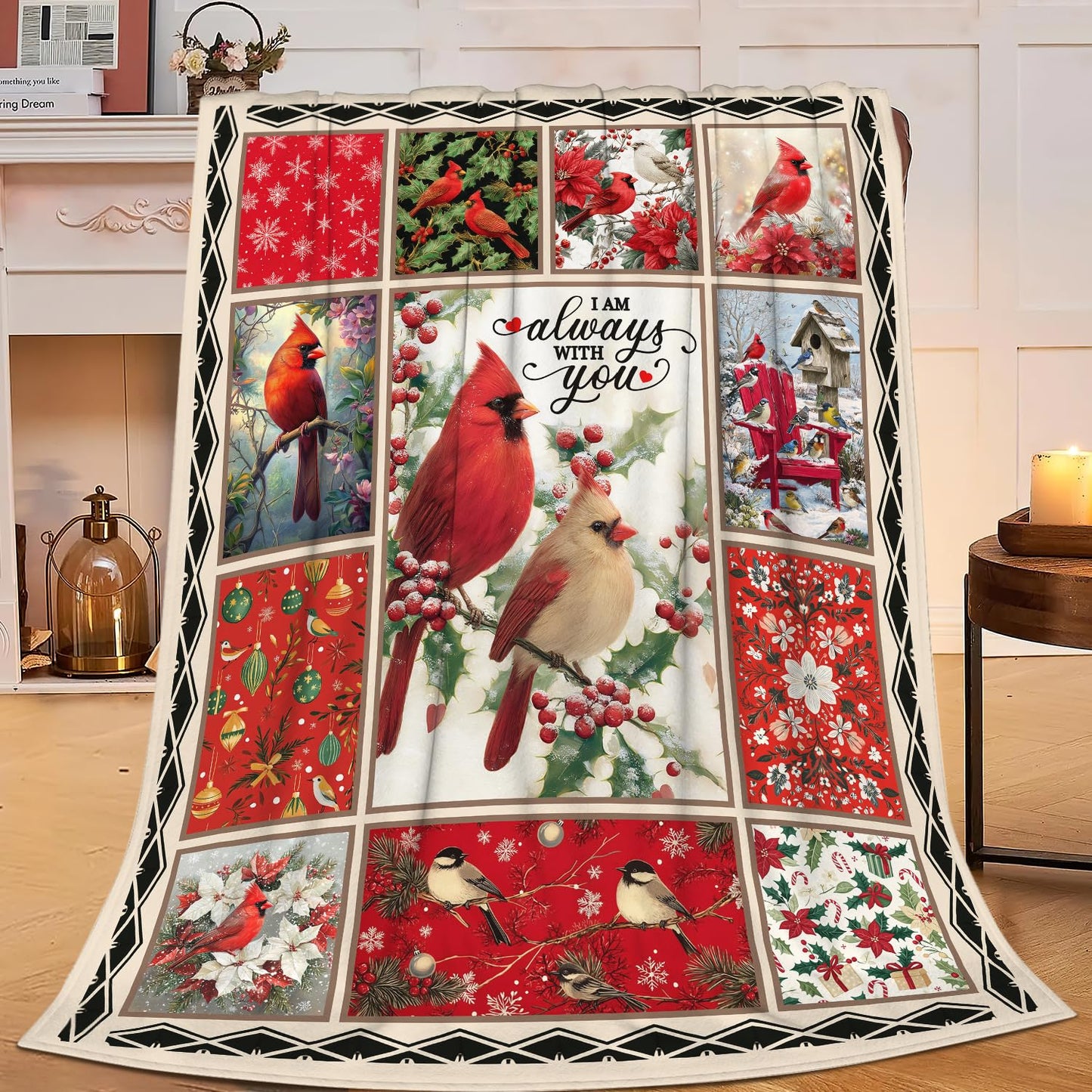 Cardinal Throw Blanket Christmas Cardinals Flannel Blankets Red Birds Plush Super Soft Cozy Warm Decor Gifts for Boys Girls Kids Adults Men Women 40" x 50"