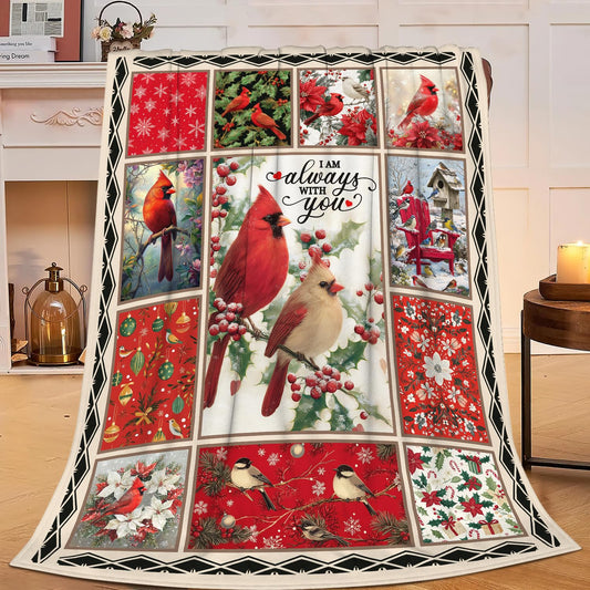 Cardinal Throw Blanket Christmas Cardinals Flannel Blankets Red Birds Plush Super Soft Cozy Warm Decor Gifts for Boys Girls Kids Adults Men Women 40" x 50"